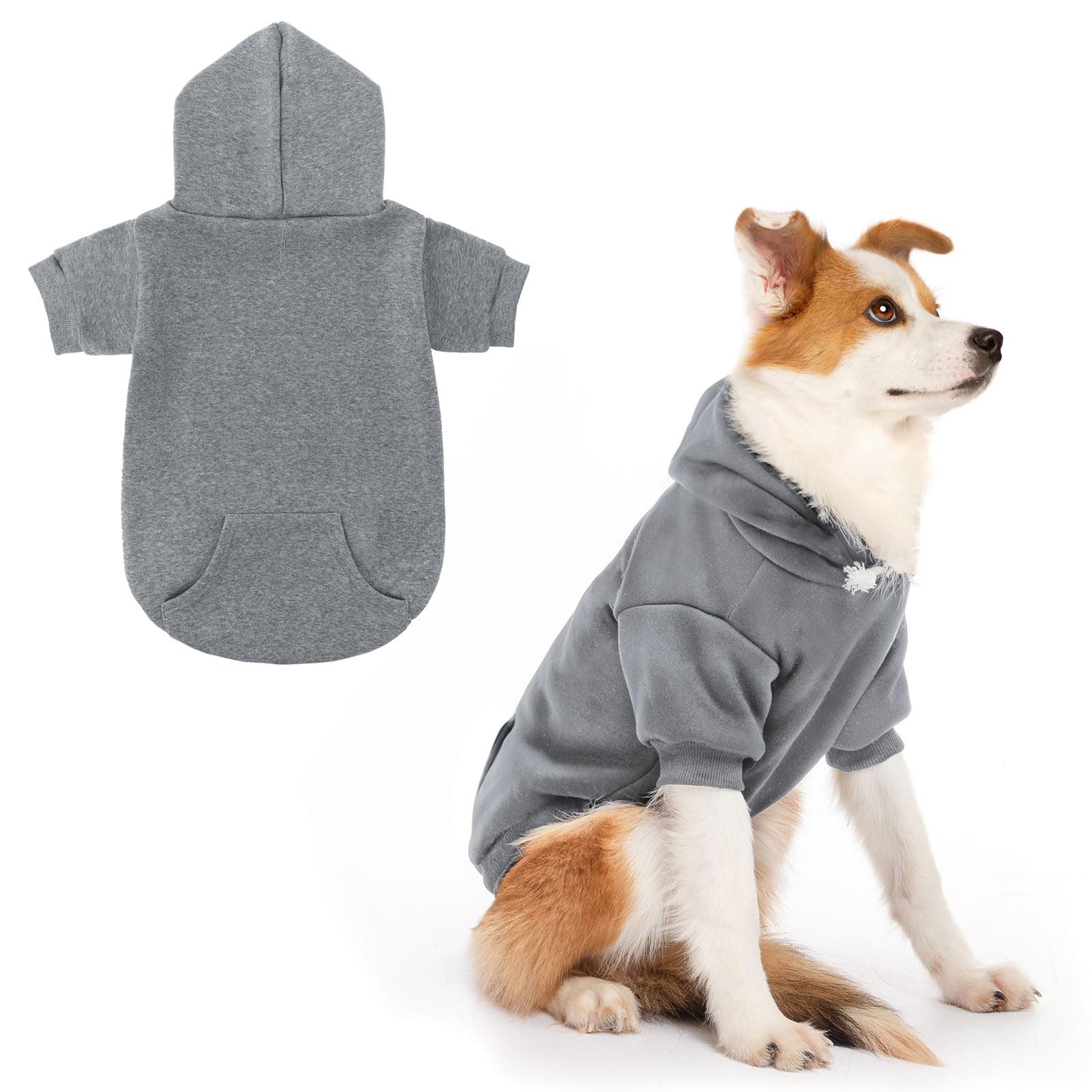 SCENEREAL Dog Hoodie Sweaters for Small Medium Large Size Dogs, Fleece Dog Sweatshirt with Hat and Pocket,Soft Cotton Cold Winte