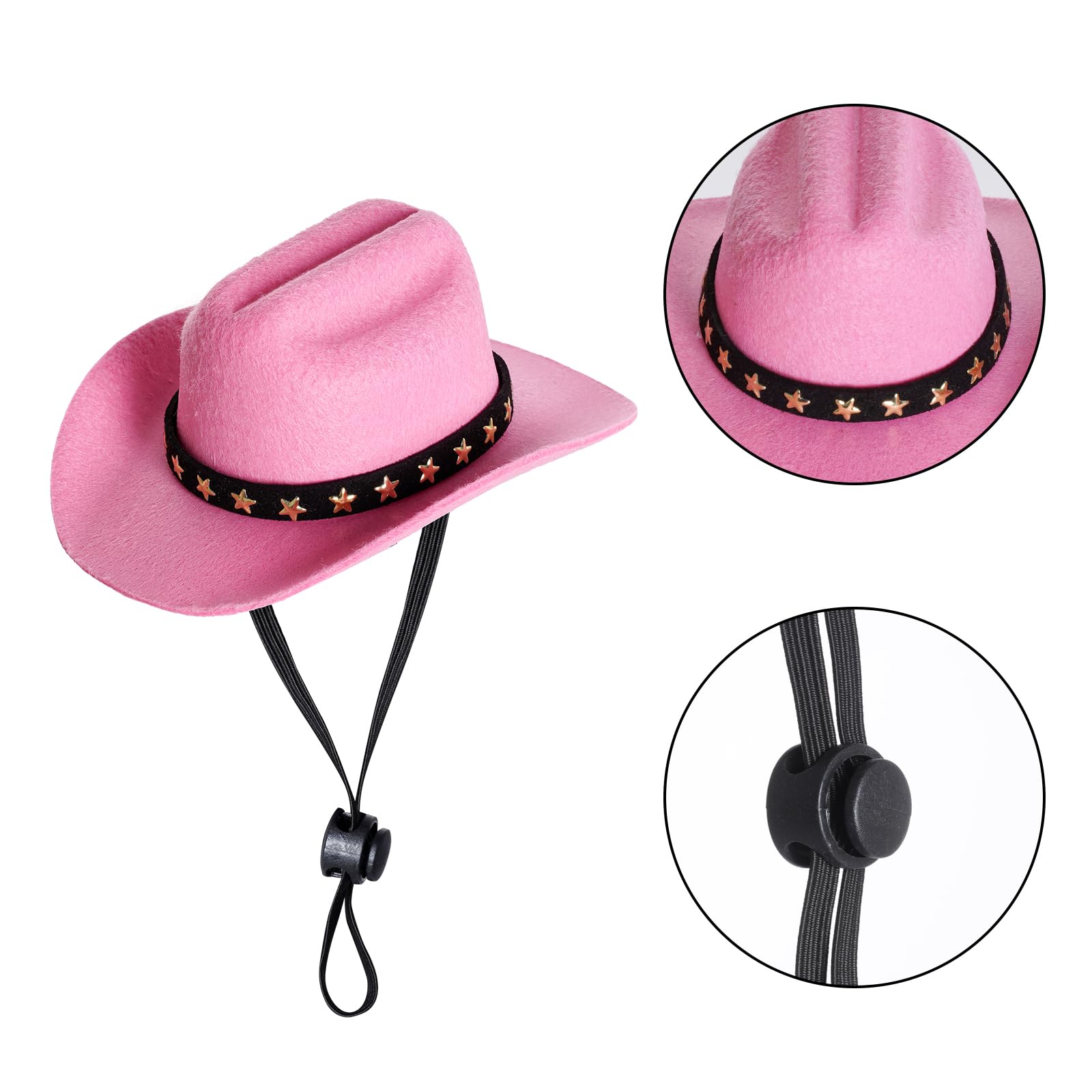 Choyaxo Pet Cowboy Costume Cosplay Cap Halloween Costumes For Dogs Cat Pet Party Decoration Mini Cowboy Hat (Pink, Small)