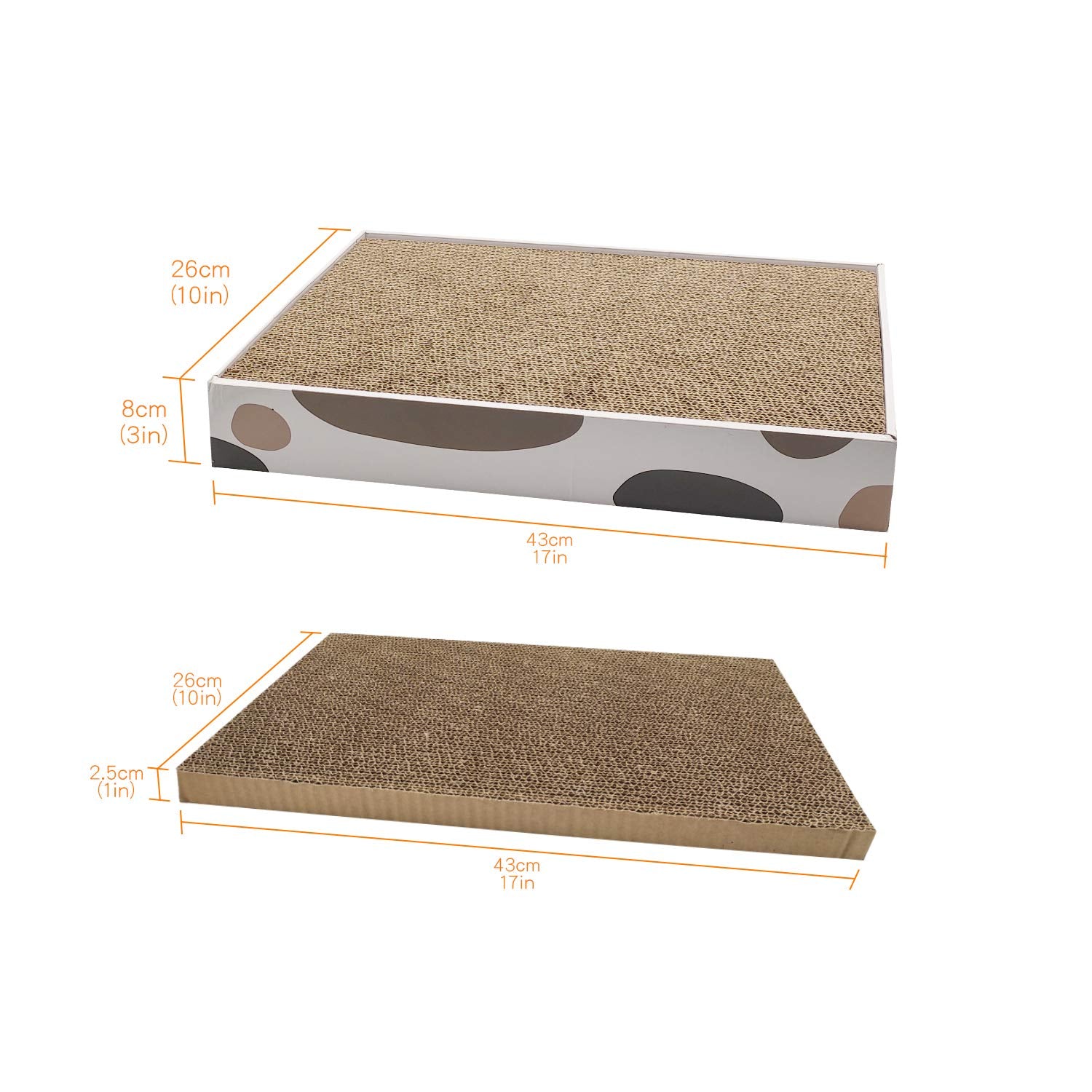 Comsaf Cat Scratcher Carboard Refill Box With 3 Pieces 17'X10' Board, Kitty Cat Scratching Pad Recycle Corrugate Scratcher Cat Scratch Lounge Long Lasting Reversable