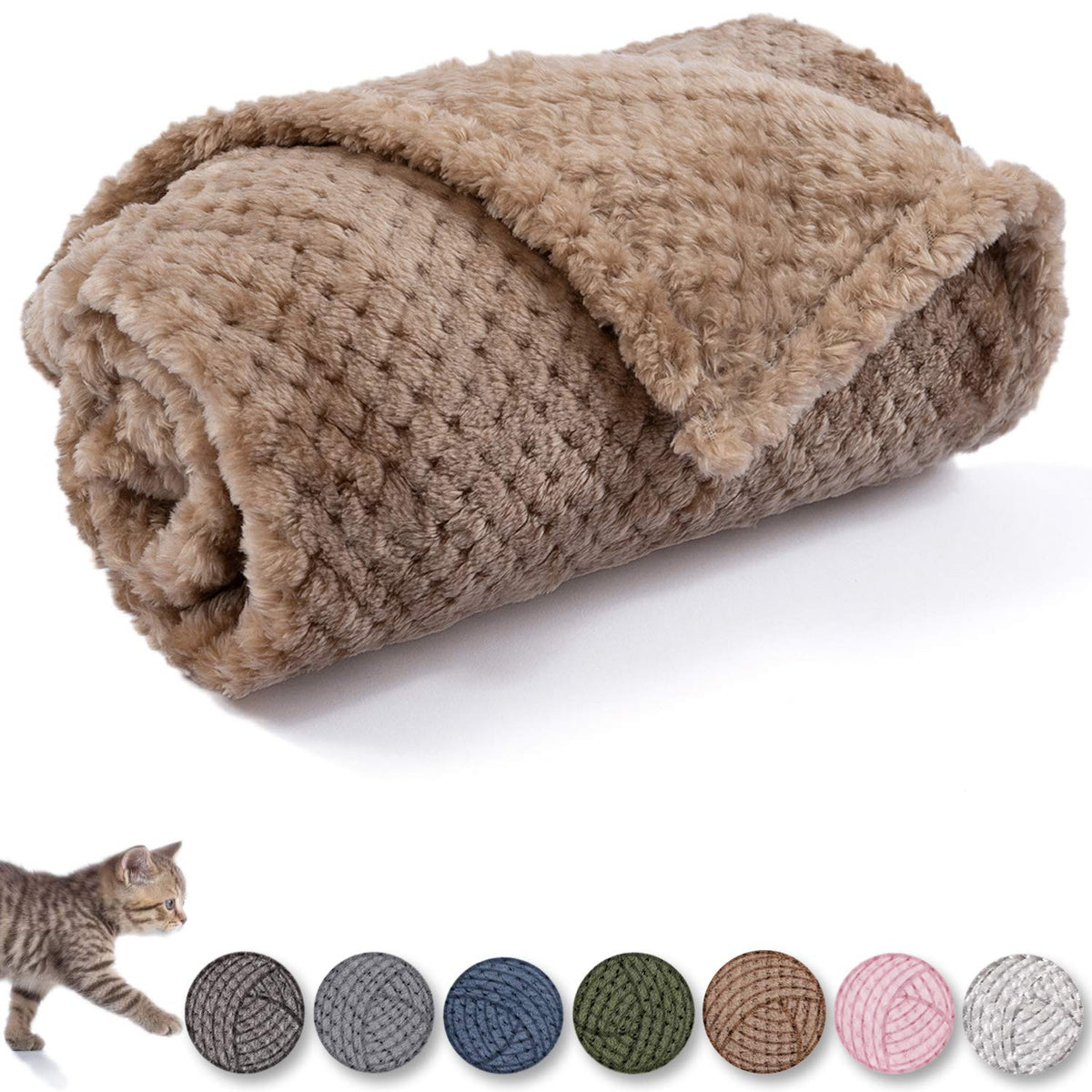 Dog Blanket Or Cat Blanket Or Pet Blanket, Warm Soft Fuzzy Blankets For Puppy, Small, Medium, Large Dogs Or Kitten, Cats, Plush Fleece Throws For Bed, Couch, Sofa, Travel (M/32' X 40', Light Brown)