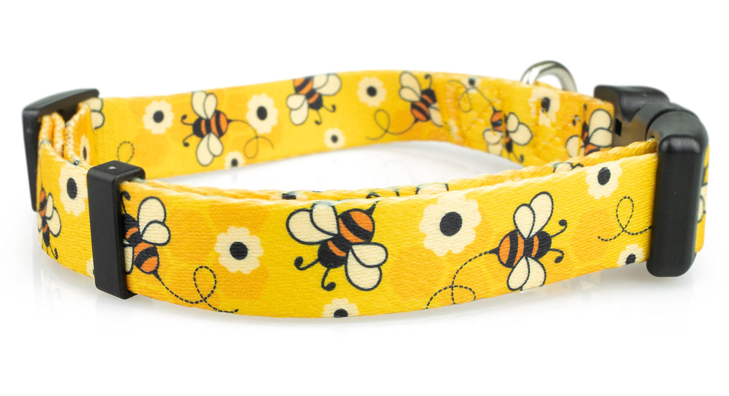 Limeloot Bees Dog Collar, Adjustable Dog Collar for Male and Female Dogs, Small