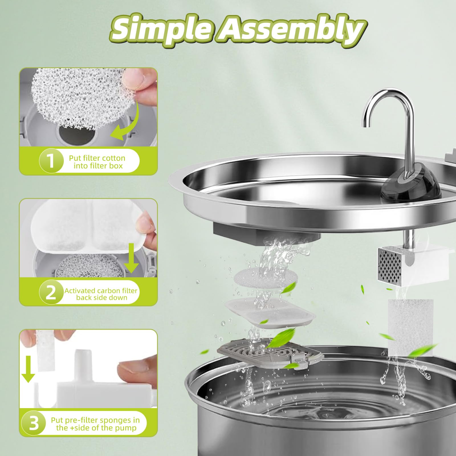 12 Sets Filter Replacement Compatible With Oneisall 7L/230Oz/1.8G Dog Water Fountain, Dog Water Bowl Filter For Stainless Steel