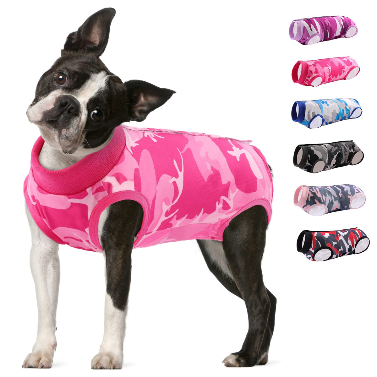 Koeson Dog Recovery Suit, Spay Suit For Female Dog Pet Onesie For Surgery Female Anti-Licking, Dog Surgical Recovery Suit For Abdominal Wounds Dog Cone Alternative After Surgery Pink Camo L