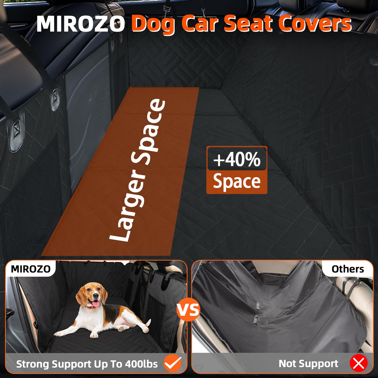 Mirozo Dog Seat Cover,Back Seat Extender For Dogs,600D Heavy Durable Dog Seat Cover Pet Seat Cover For Car Pet Backseat Protecto