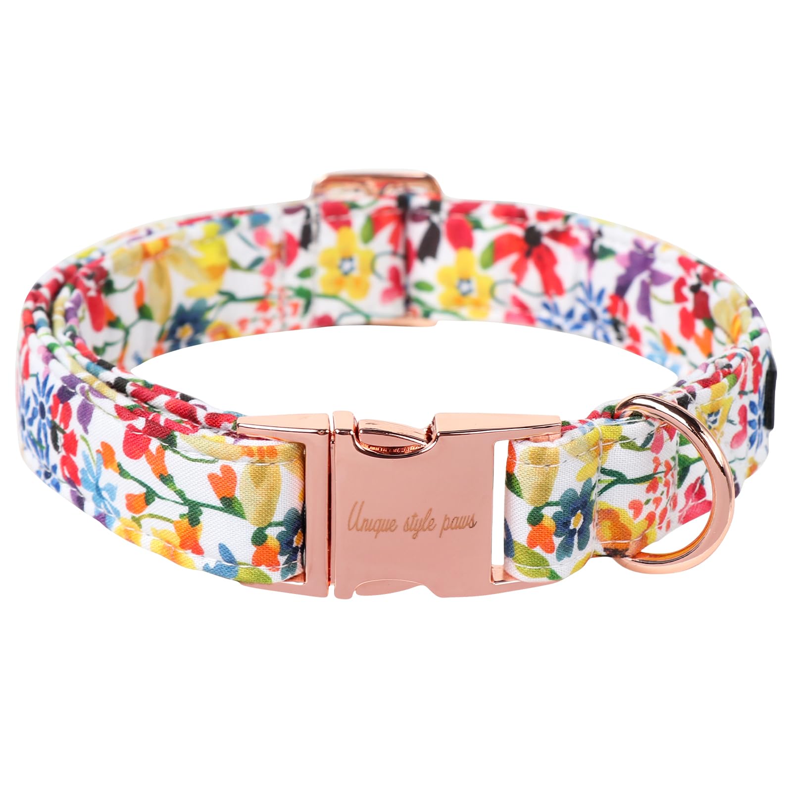 Unique Style Paws Dog Collar Metal Buckle Colorful Flower Collar Gift Durable Cute Collar For Small Medium Large Boys Girls Dogs