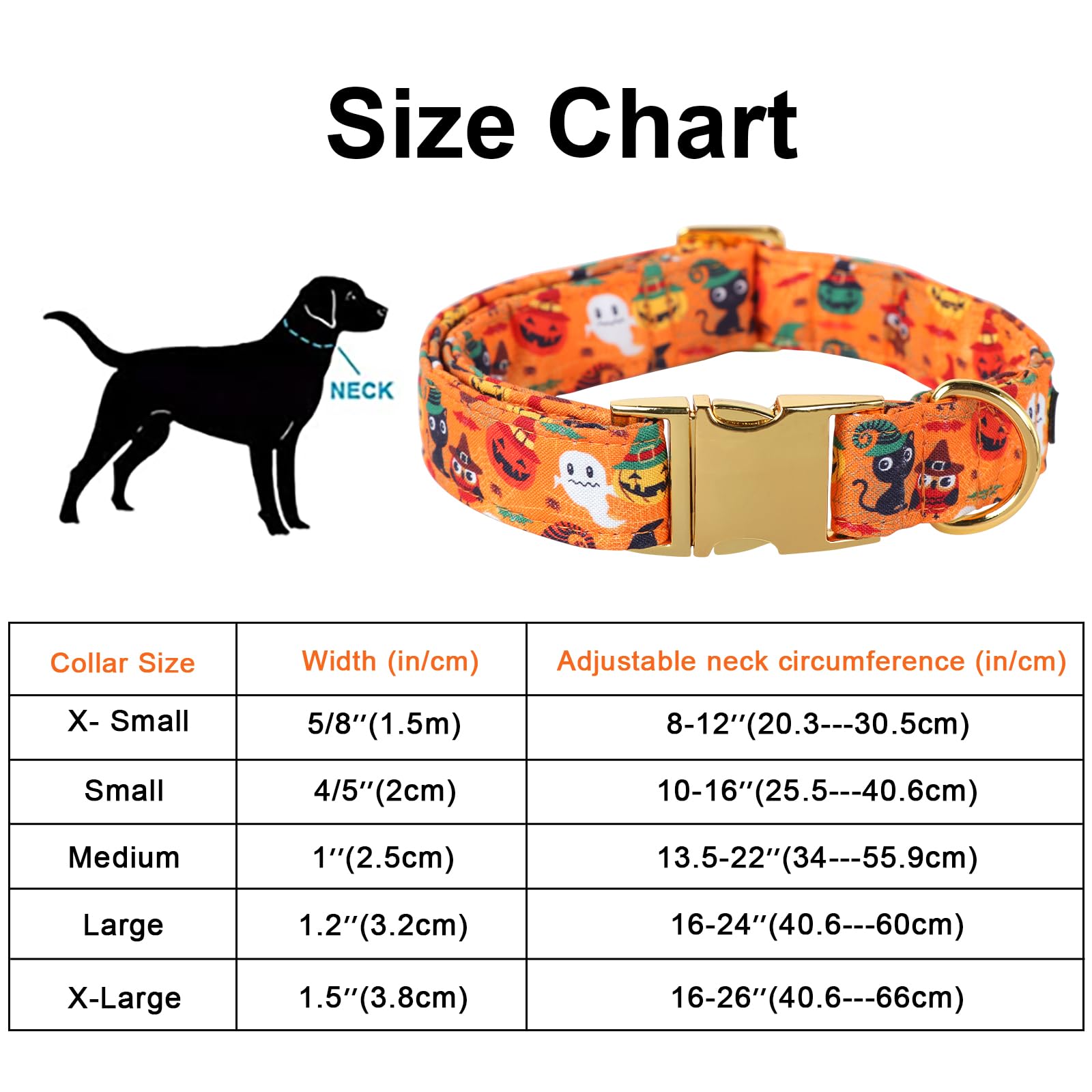 Maca Bates Halloween Dog Collar Spooky Ghost Dogs Collars With Bow Yellow Pumpkin Puppy Colar With Bowtie Adjustable Birthday Gift For Xs Small Medium Large Xl Girls Boys Male Female Dogs Pet
