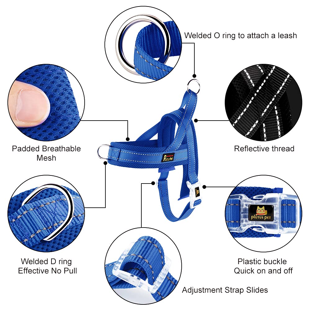 Plutus Pet No Pull Dog Harness With Breathable Mesh Padded, Adjustable Reflective Escape Proof Dog Harness, Quick Fit Dog Vest Harness For Small Medium Large Dogs(Xs, Navy Blue)