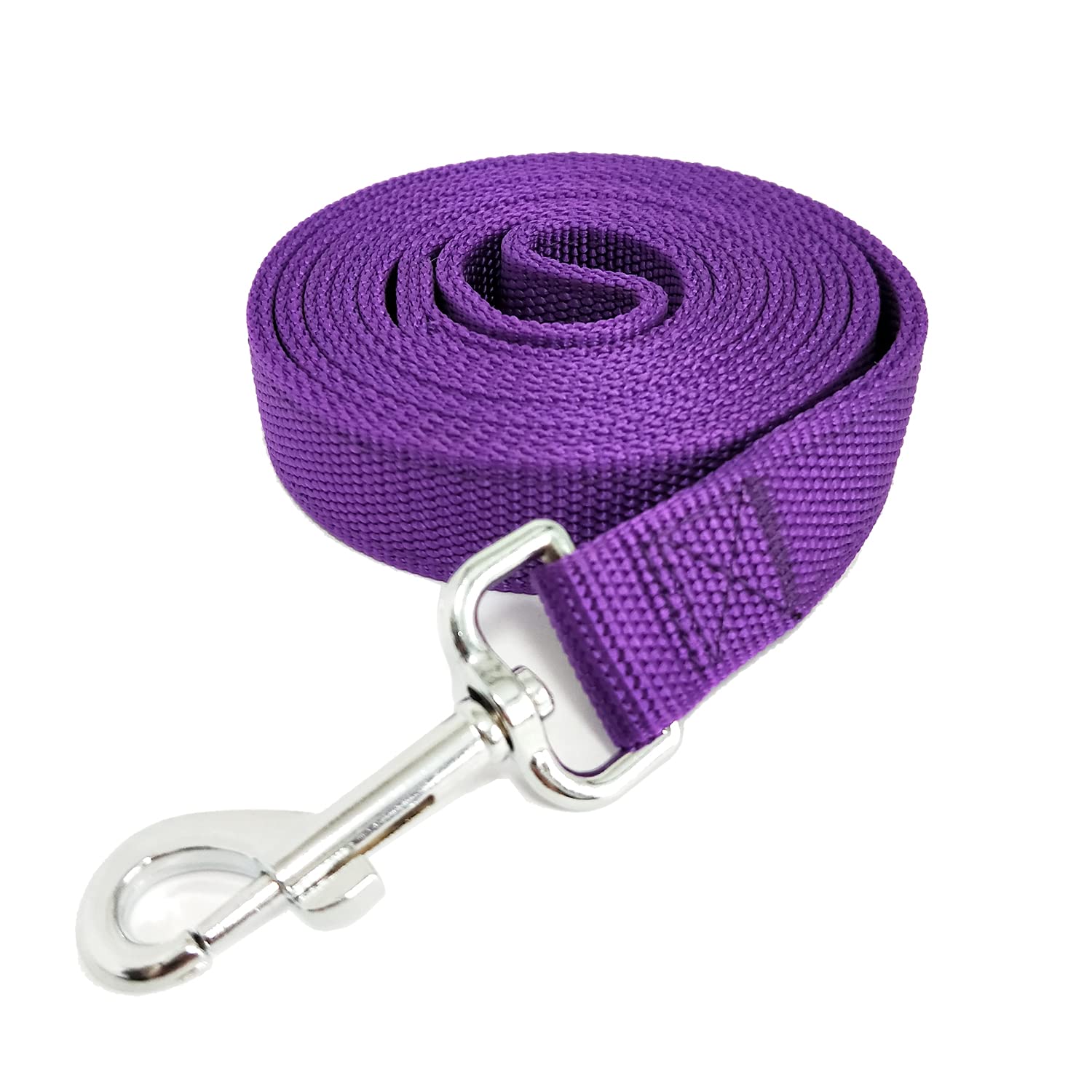 Strong Nylon Dog Leash With 2-Layer, 4 Ft/ 6 Ft/ 7Ft Long, 1 Inch Wide For Medium Large Dogs (Purple, 1'' X 2 Ft)
