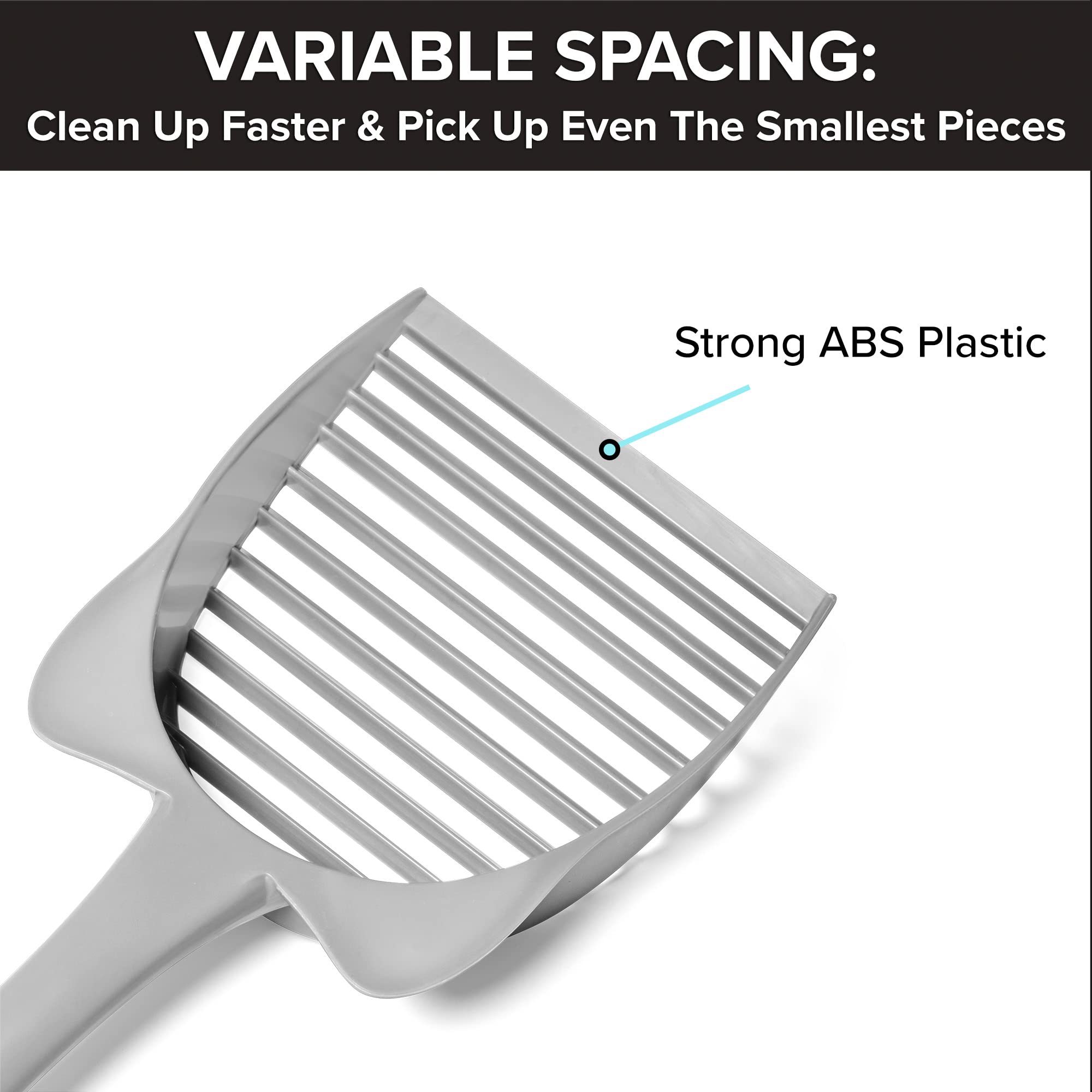 Catguru Cat Litter Scoop, Jumbo Litter Scoop, Litter Scooper With Deep Shovel & Long Handle, Super Fast Sifter, Durable Kitty Litter Scoop, Cat Stuff, Kitten Supplies (Gray)