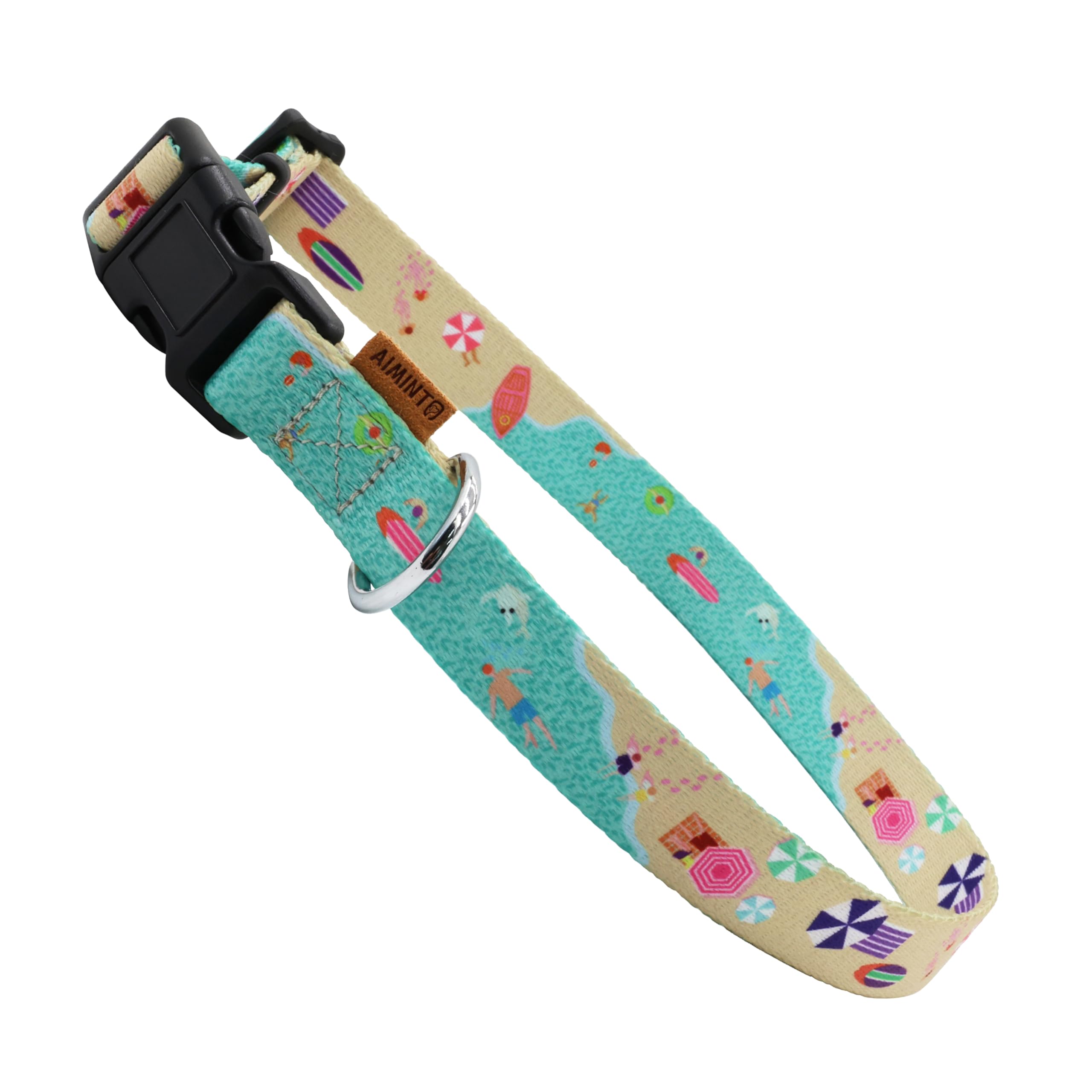 Aiminto Dog Collar, Cute Holiday In Beach Pattern, Soft And Adjustable Collar With Quick Release Buckle (S (Neck 11-18', Width 
