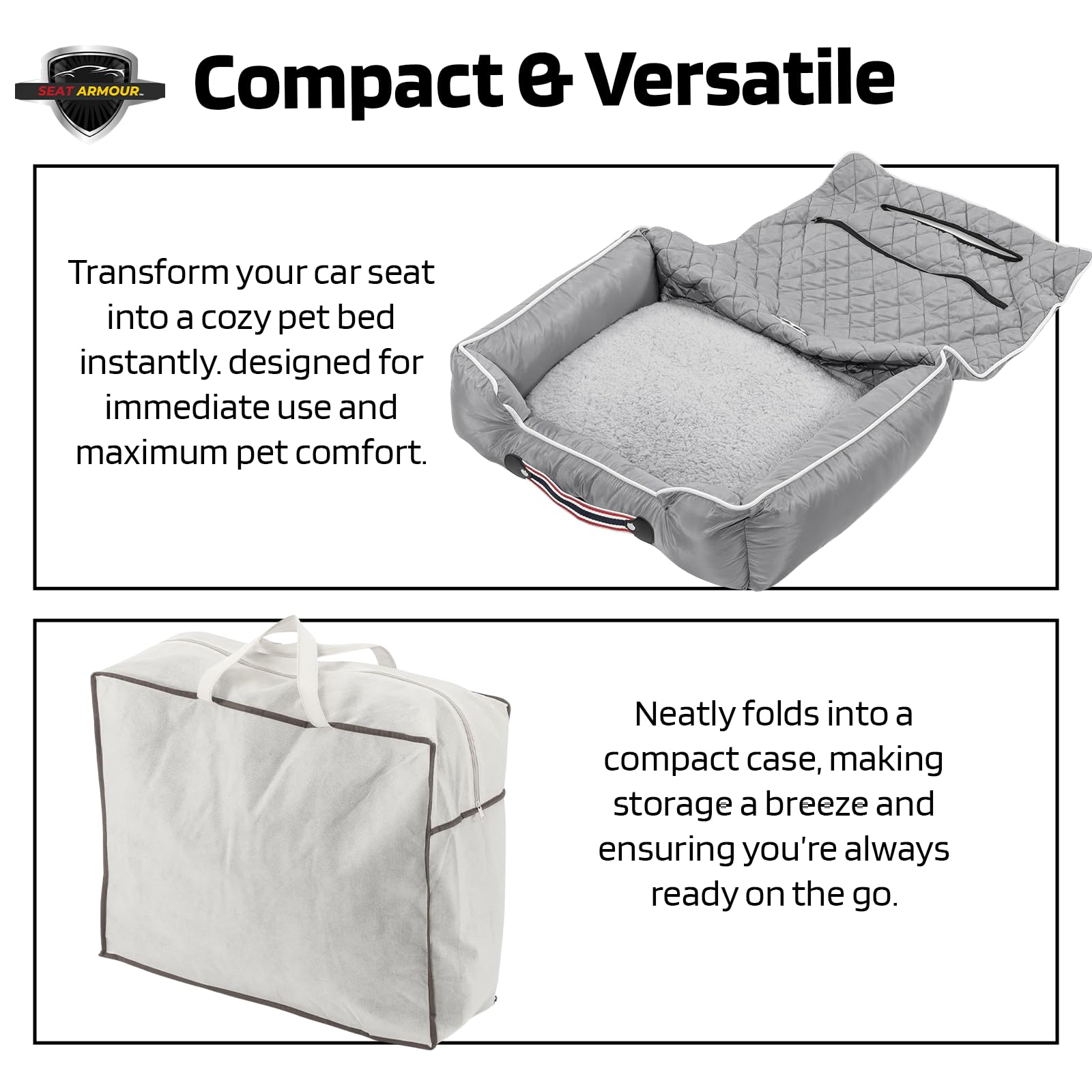 Comfort Grey Pet Bed and Car Seat