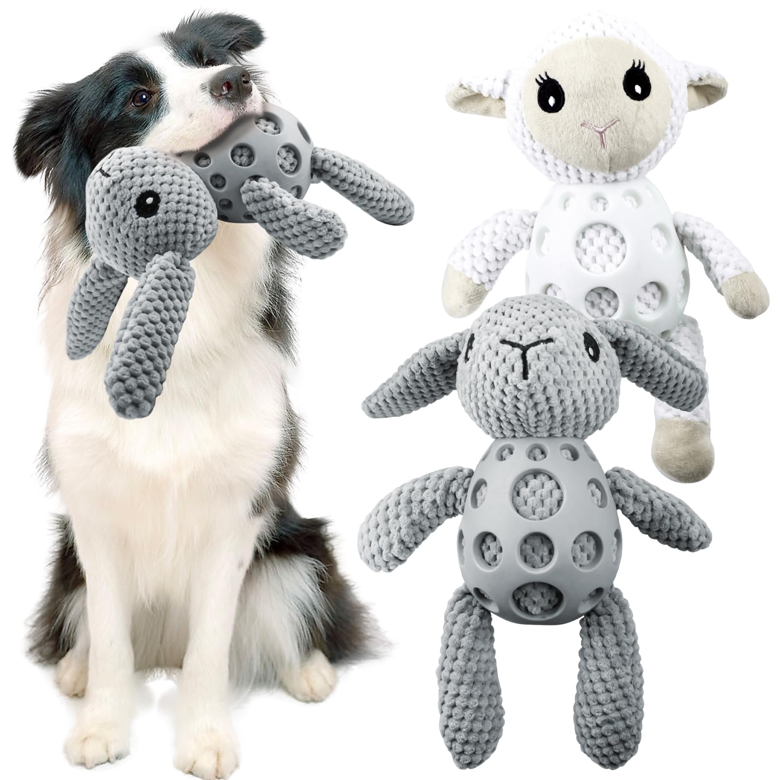 Aerbee Dog Plush Toys For Aggressive Chewers, Bite Resistant Tooth Grinding Rubber Plush Toys, Interesting Pet Toy Durable Puppy