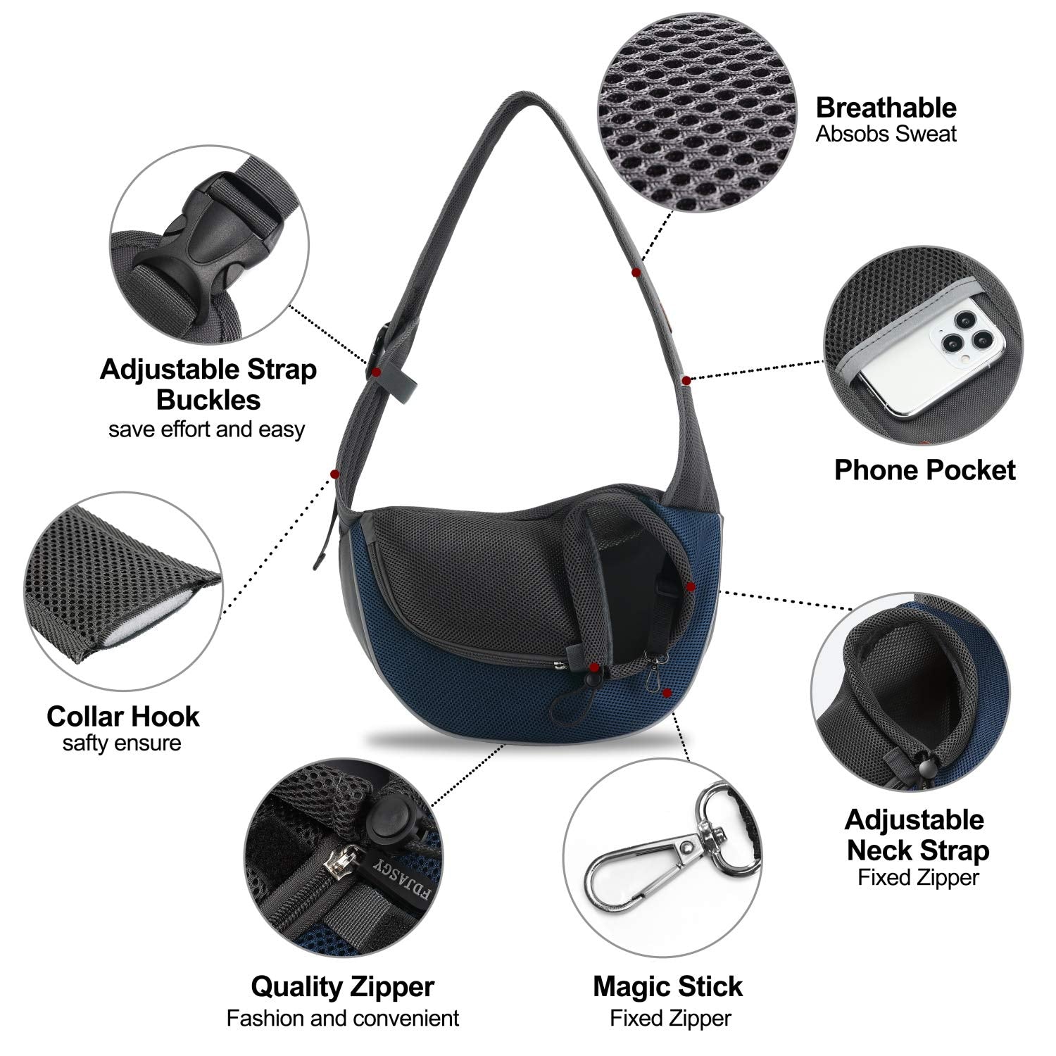 Fdjasgy Pet Sling Carrier For Small Dogs Cats,Breathable Mesh Travelling Hand Free Puppy Backpack With Pouch And Adjustable Stra