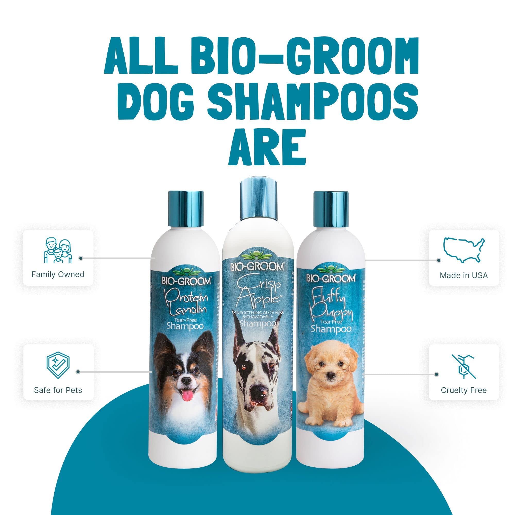 Bio-Groom Crisp Apple Dog Shampoo - Natural Scent Pet Shampoo, Aloe Vera, Chamomile, Cat & Dog Bathing Supplies, Puppy Wash, Cru