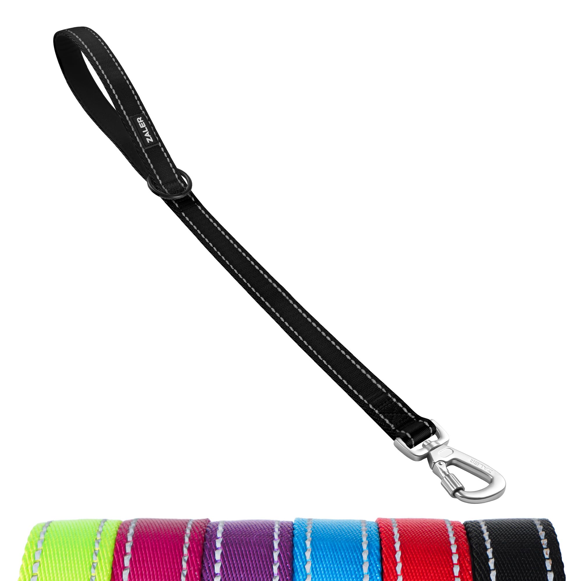 ZALER Short Dog Leash 2 ft, 24 Inches Traffic Leashes for Dogs, Nylon Reflective Dog Lead with Padded Handle, Heavy Duty Pet Lea