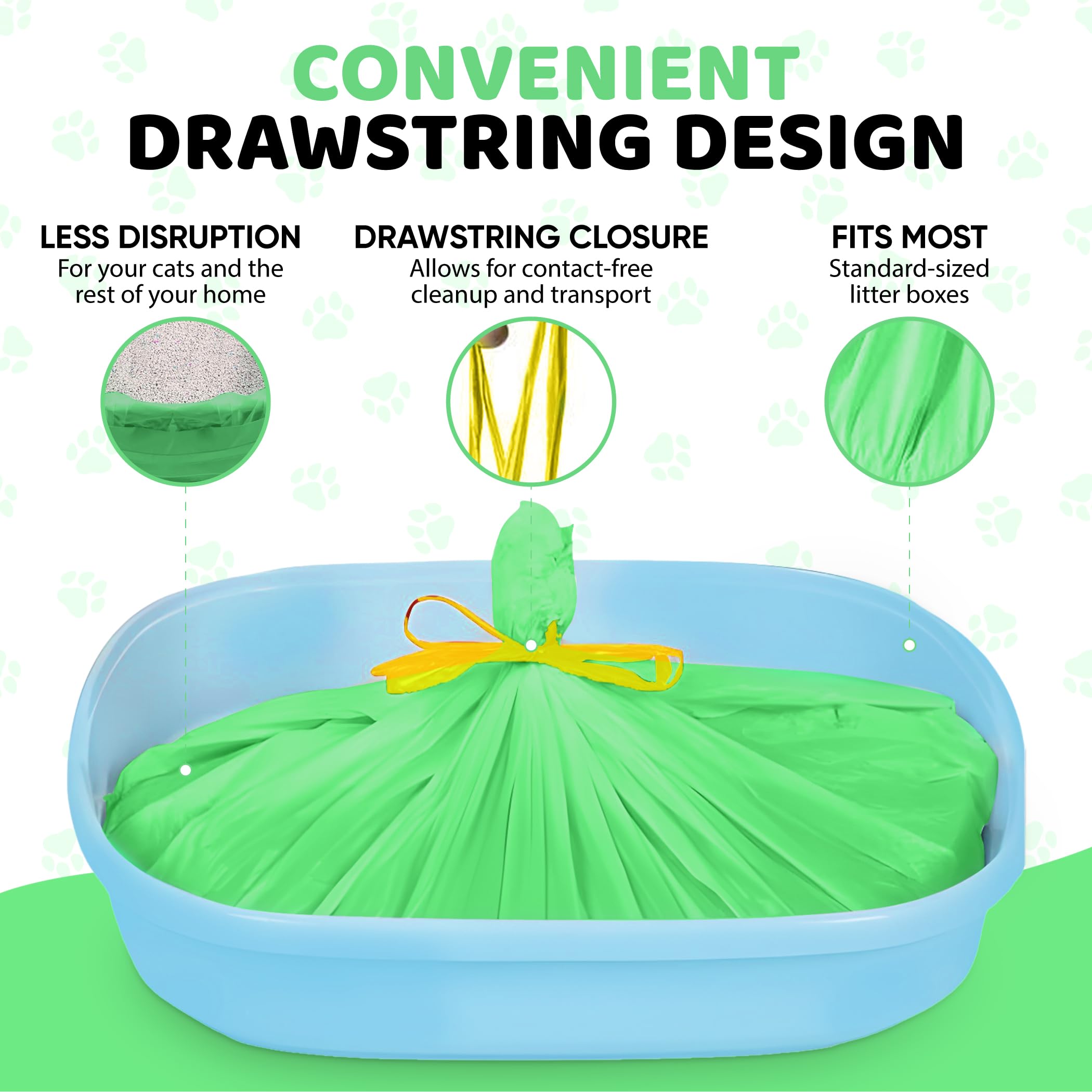 Heavy Duty Jumbo Cat Litter Box Liners 20 Count Cat Waste Liners Green Color