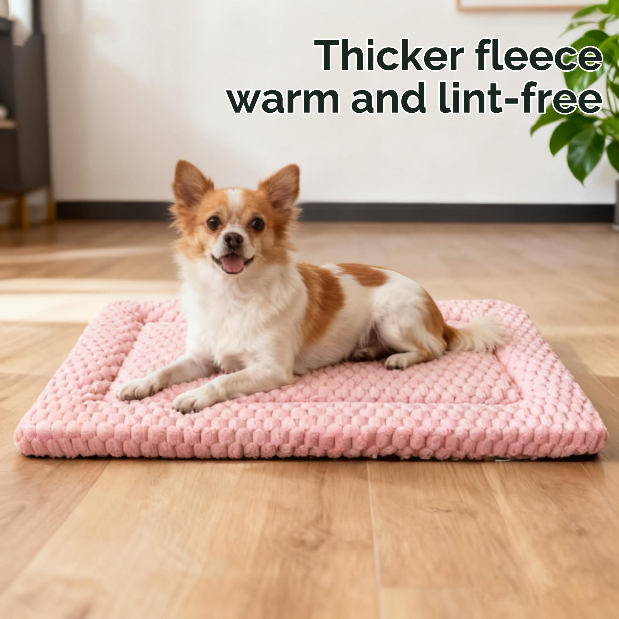 Dog Bed Crate Mat, Soft Durable Washable Anti-Slip Kennel Pad for Dogs & Cats, Reversible (Pink, M(30*20*1.5))