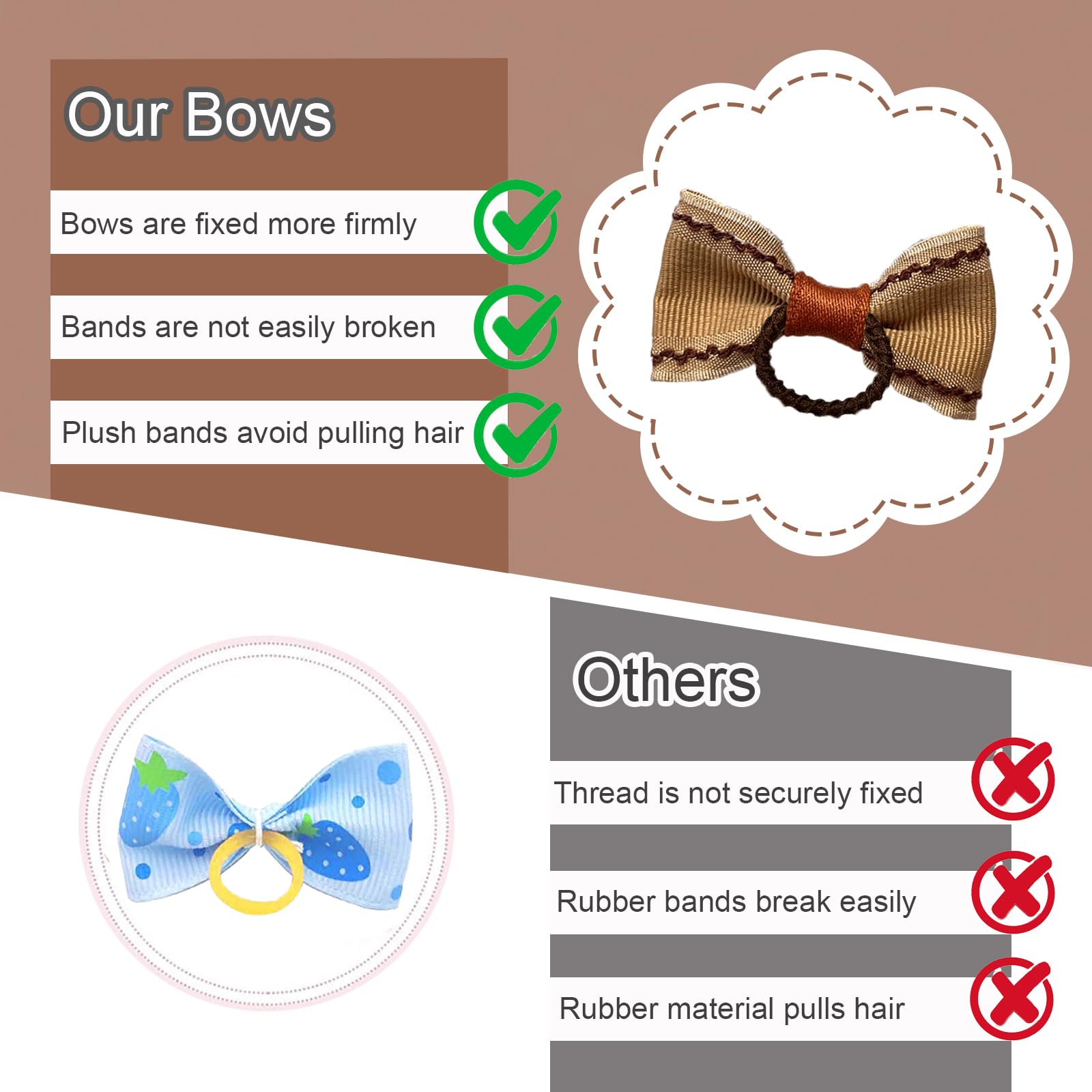 20 Pcs Small Dog Hair Bows with Rubber Bands Handmade Puppy Hair Bows Cute Grooming Flower Ball Bowknot Top Knot Dog Hair Access