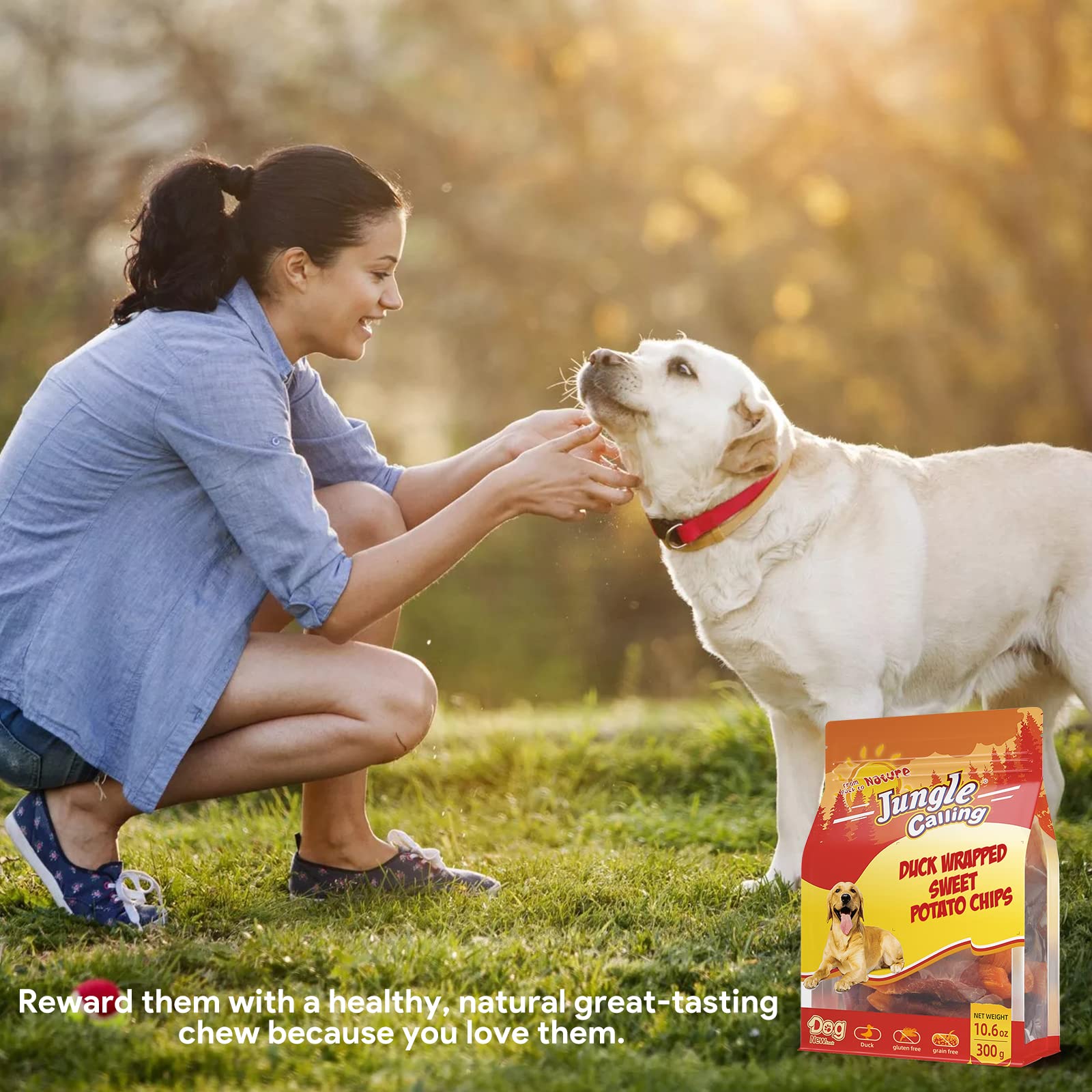 Jungle Calling Sweet Potato & Duck Dog Treats, Vegetarian, Nutritious and Delicious Snacks for Your Furry Friend, 10.6 oz