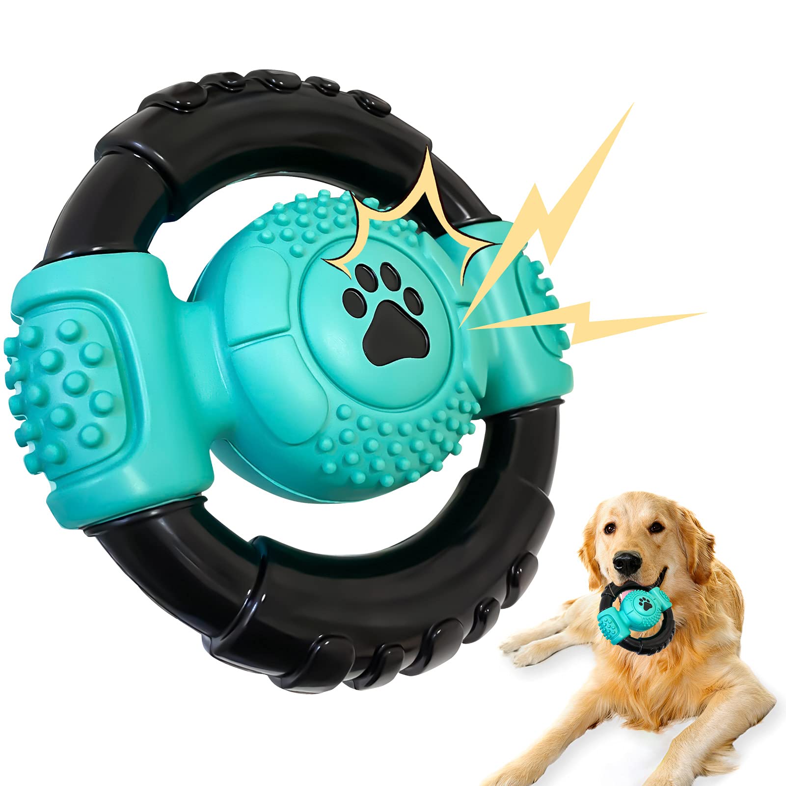 Indestructible Dog Chew Toys For Aggressive Chewers, Squeaky, Milk Flavor - Medium Large Dogs