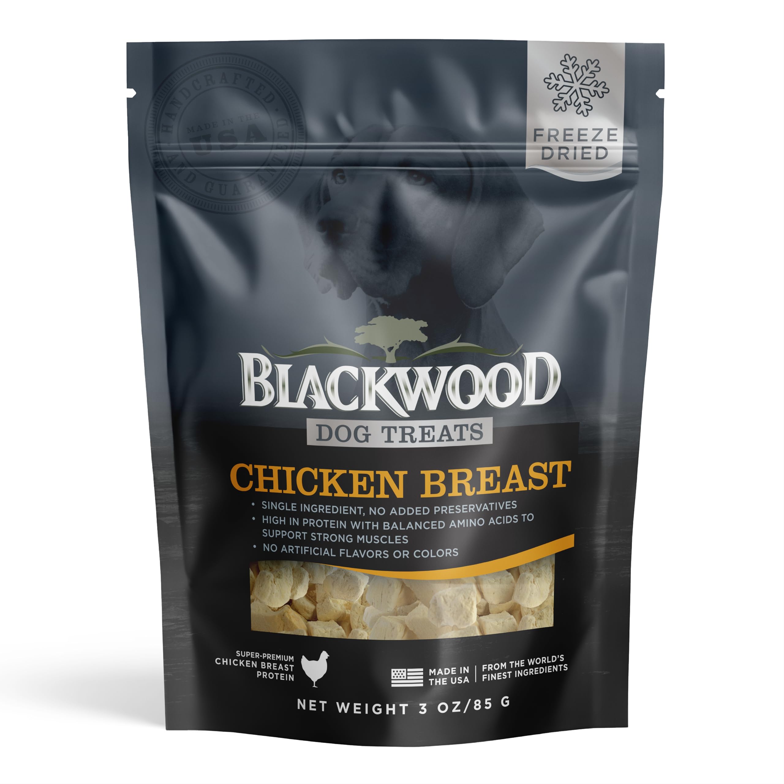 Blackwood Freeze Dried Raw Single Ingredient Dog Treats, 100% Chicken Breast, 3 Ounce Pouch, High Protein, Made in The USA