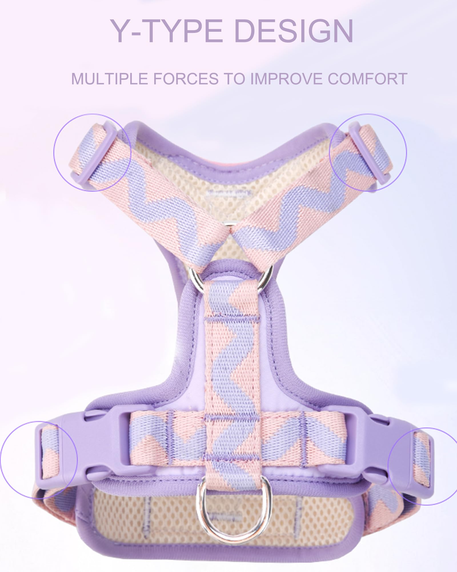 Petank Purple Small Dog Harness For Small Dogs, No Pull Dog Harness With 2 Leash Clips, Easy Walk Dog Harness Small Sized Dog, P