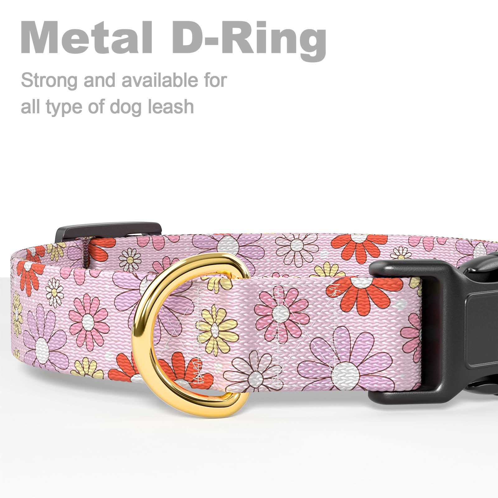 Rnivvi Dog Collar For Medium Dogs, Cute Heavy Duty Adjustable Puppy Collar With Quick Release Buckle For Girl & Female, Pet Acce