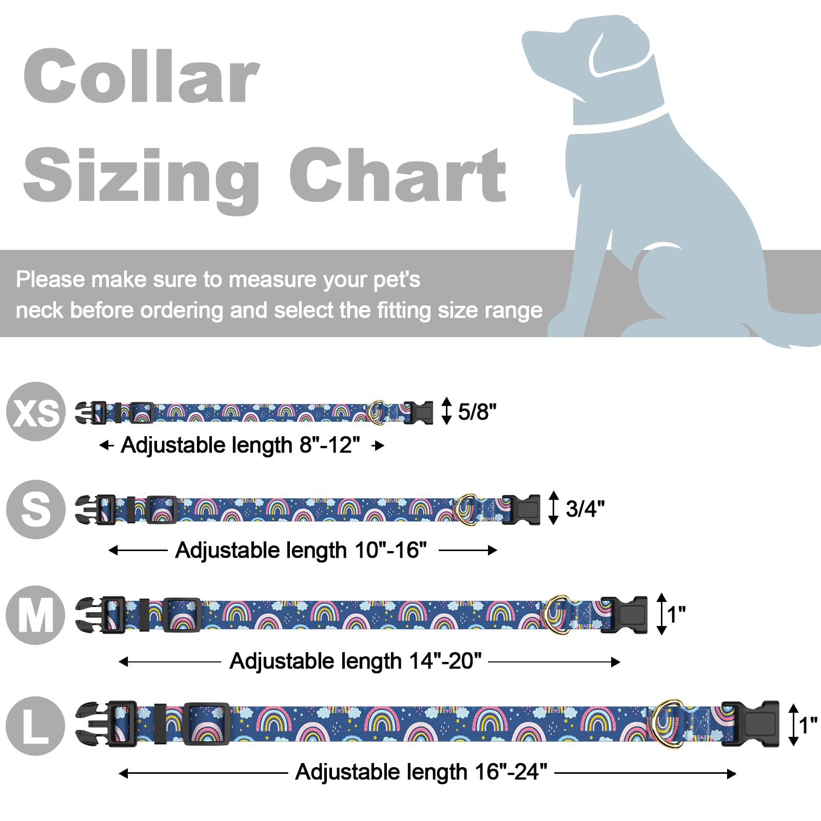 Rnivvi Dog Collar For Large Dogs, Cute Heavy Duty Adjustable Puppy Collar With Quick Release Buckle For Girl & Female, Pet Acces