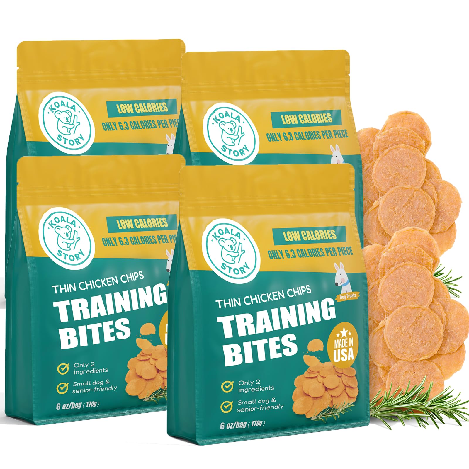Koala Story Dog Chicken Chips Treat - 24 oz, 100% Natural Ingredient Made in USA, High Protein Low Calorie Pet Training Chew Jer