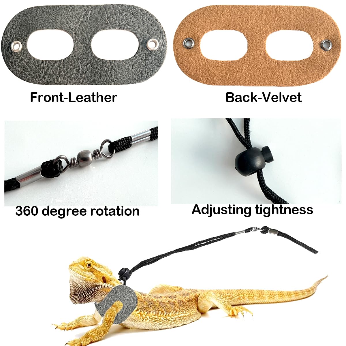 Leopard Gecko Portable Carrier With Leather Harness And Leash Set,Small Animal Travel Cage With Transparent Window,Lizard Carrie