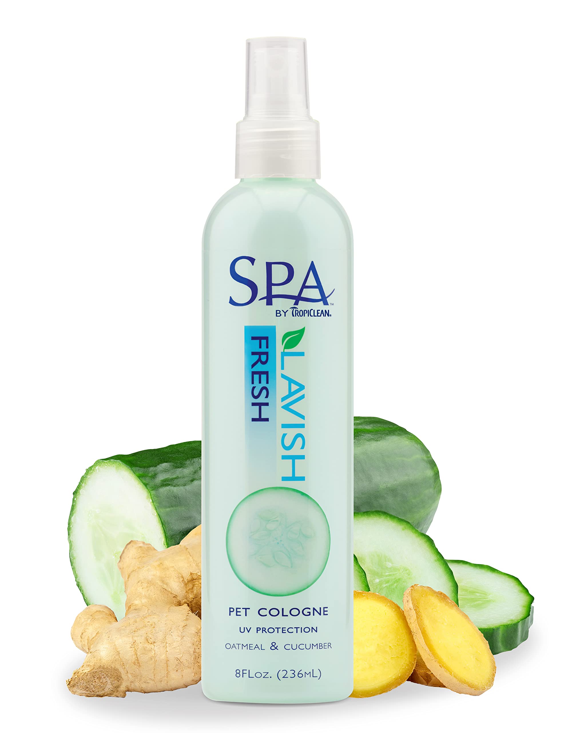 Tropiclean Spa Fresh Dog Cologne Spray Long Lasting | Cucumber Scented Dog Deodorizing Spray | Naturally Derived Salon Grade Ing