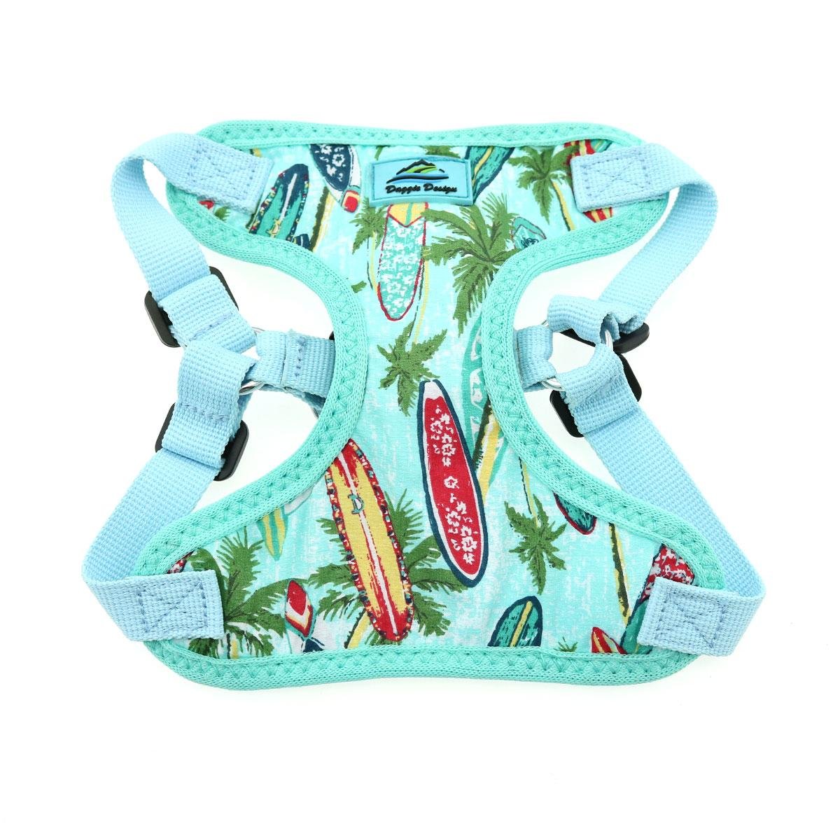 Doggie Design Wrap And Snap Choke Free Dog Harness (Surfboards And Palms, Xs)