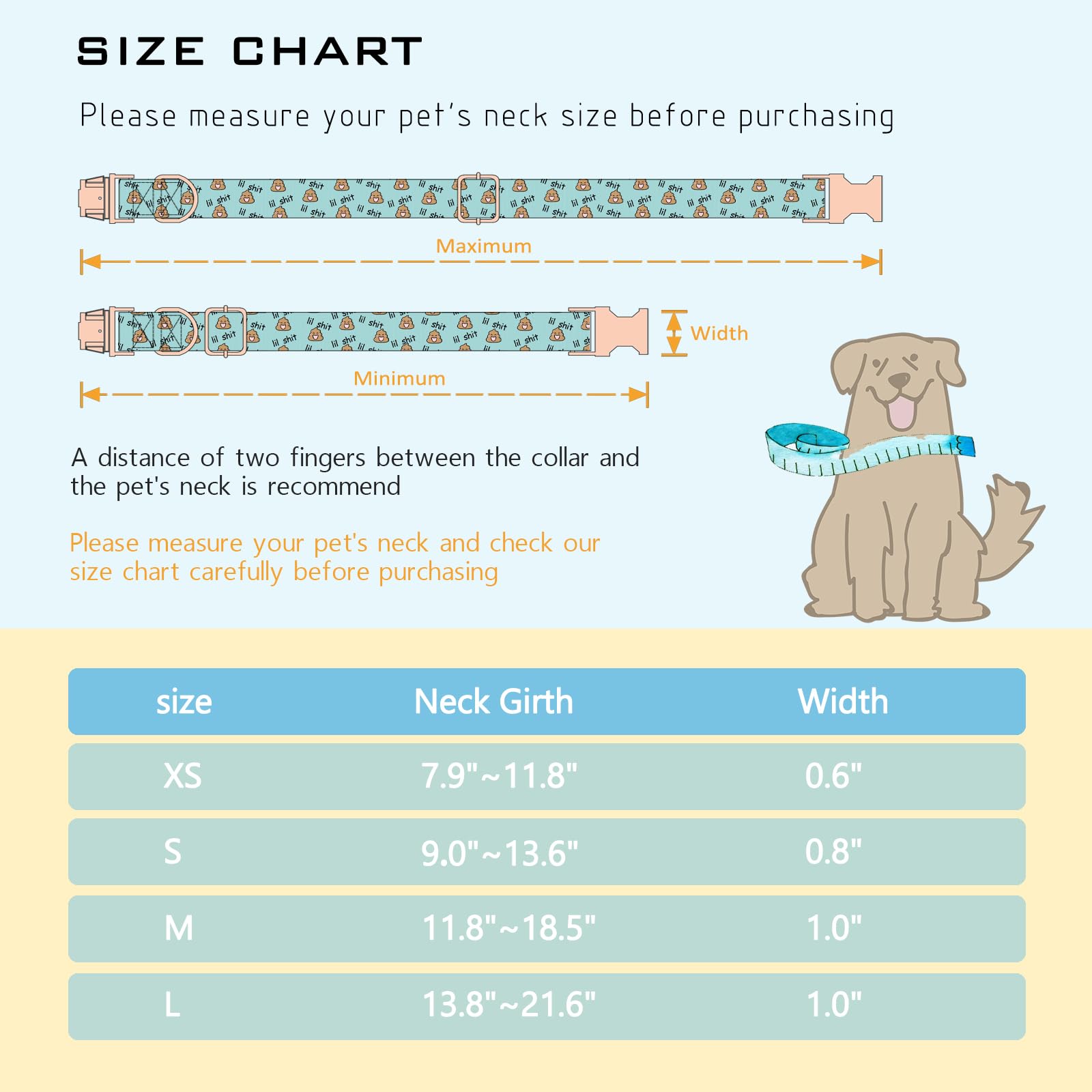 Faygarsle Blue Dog Collar For Small Medium Large Dogs Cute Puppy Collars For Female Dogs Funny Dog Collars For Summer Spring Wed