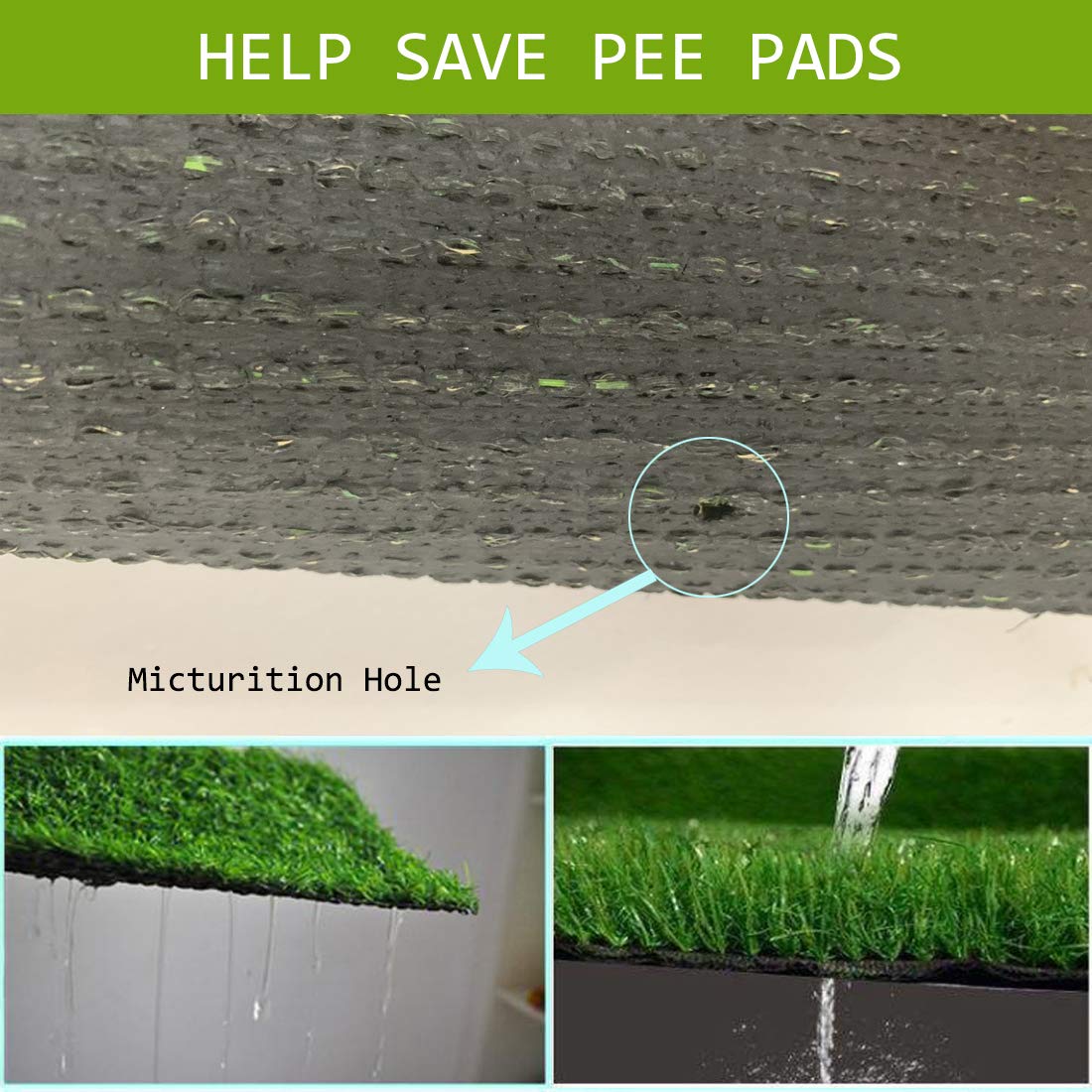 Hamiledyi Artificial Dog Grass Mat,Puppy Pee Pad Turf Rug Pet Indoor Replacement Potty Training With Drainage Holes For Dog Patio Lawn Decoration, 23.6”X 11.8”, 3Pcs