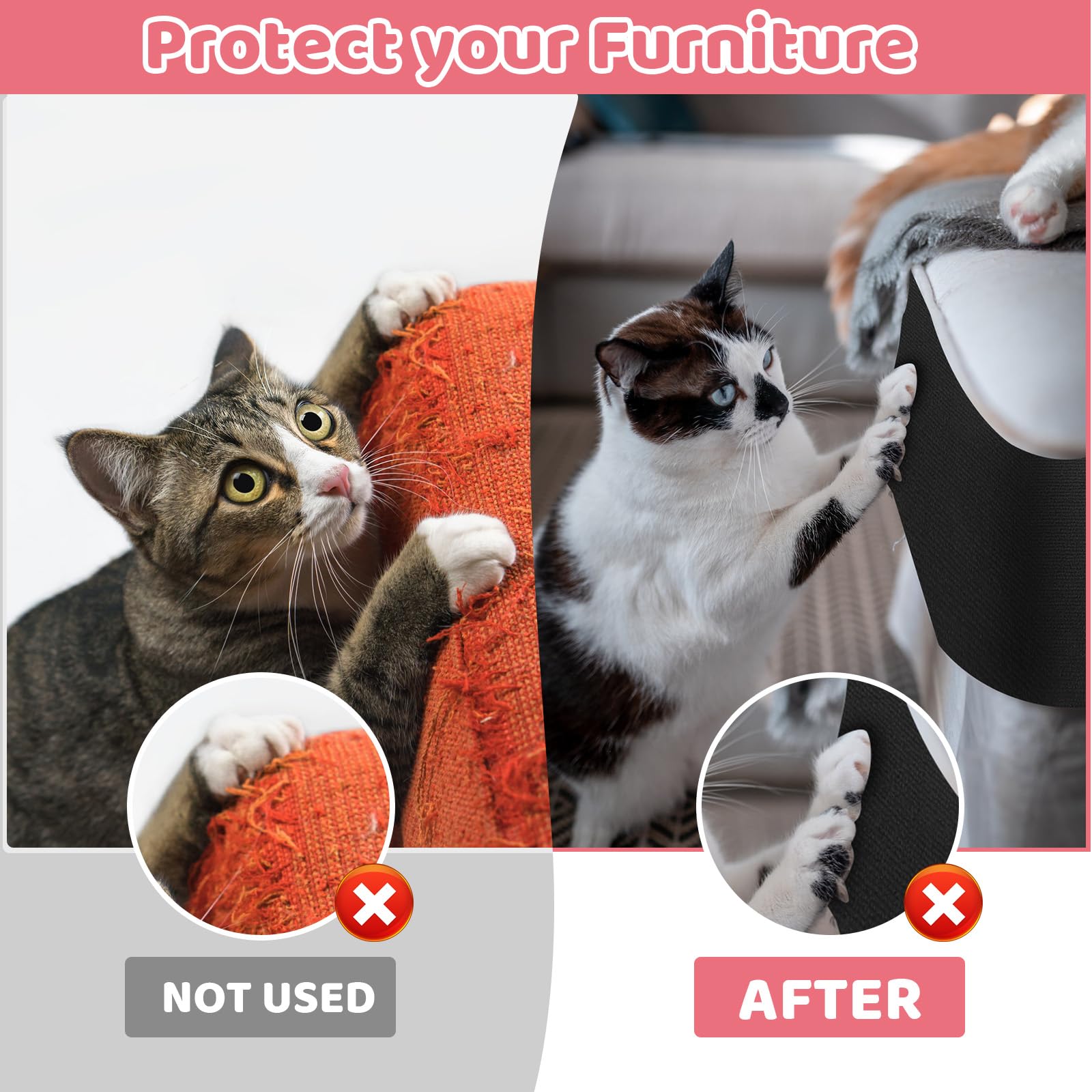 Alophoty Cat Scratching Mat Self-Adhesive, 78.7''X15.8'' Trimmable Cat Scratch Furniture Protector, Durable Cat Scratch Pad For