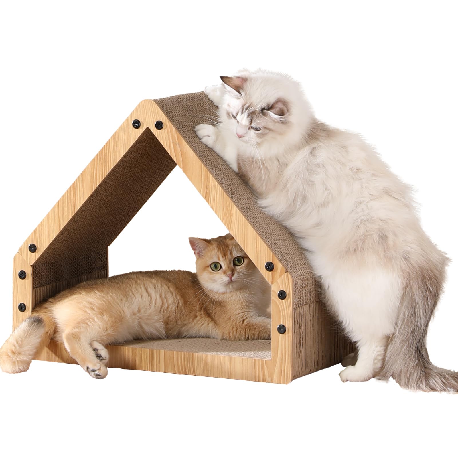 Fukumaru Cat Scratcher House, Cozy Cardboard Design, Safe And Secure For Kittens, Eco-Friendly, 16.14 In Bevelled Surface, Maxim