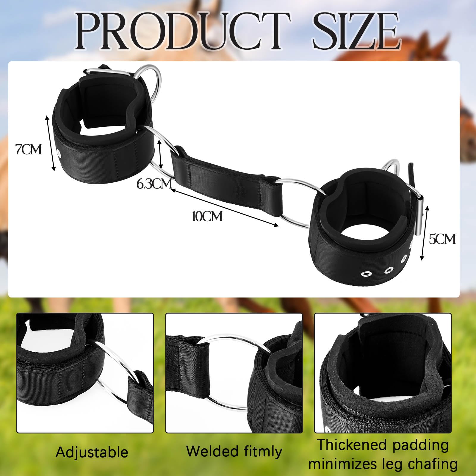 Yeyeplum Neoprene 2-Leg Horse Hobbles Soft Lightweight Adjustable Hobbles for Horses, Hobby Horse Accessories Livestock Secure C