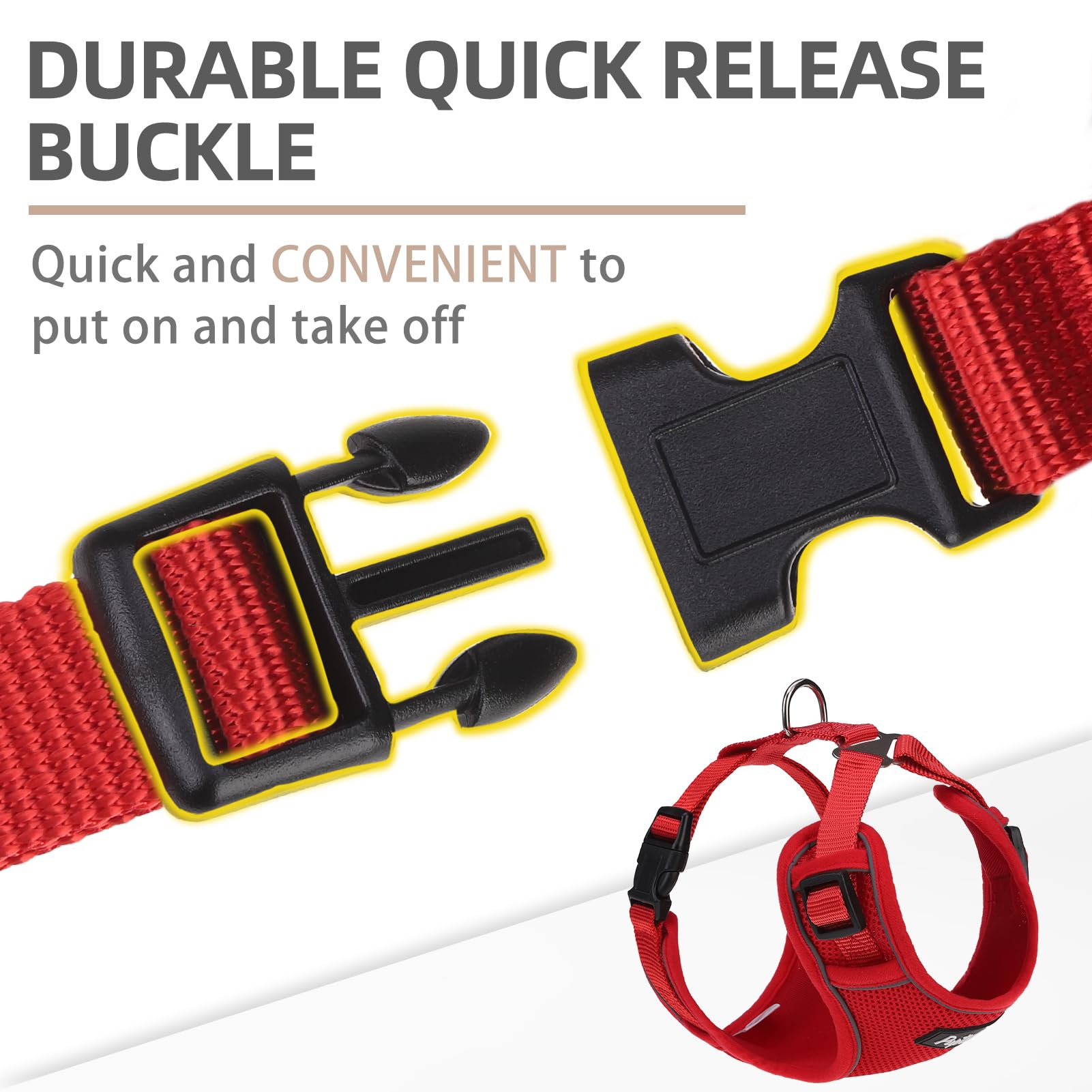 Pupteck Dog Harness And Leash Set For Small Medium Dogs No Pull, Soft Mesh Adjustable Puppy Cat Harness Reflective At Night, Red