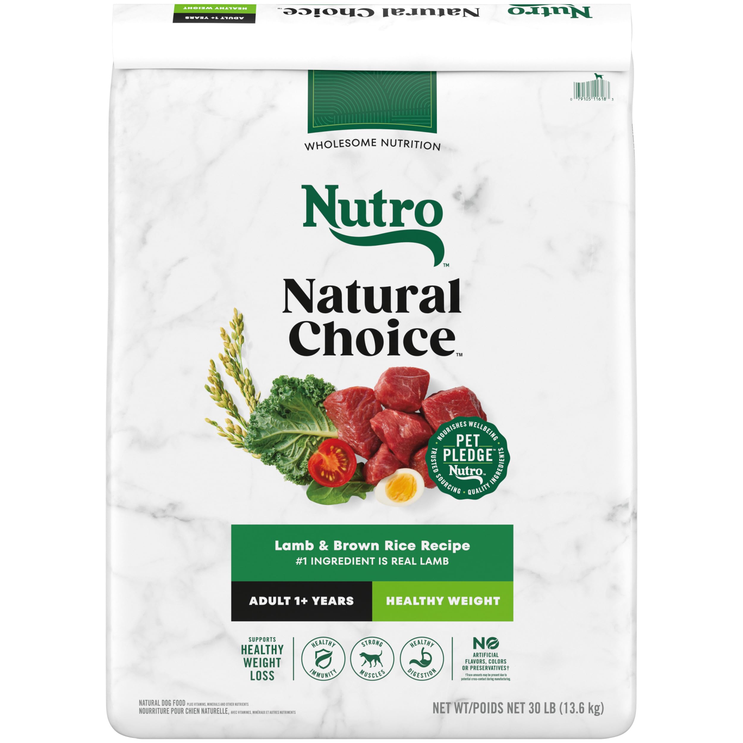 Nutro Natural Choice Adult Healthy Weight Dry Dog Food, Lamb and Brown Rice Recipe, 30 lbs.