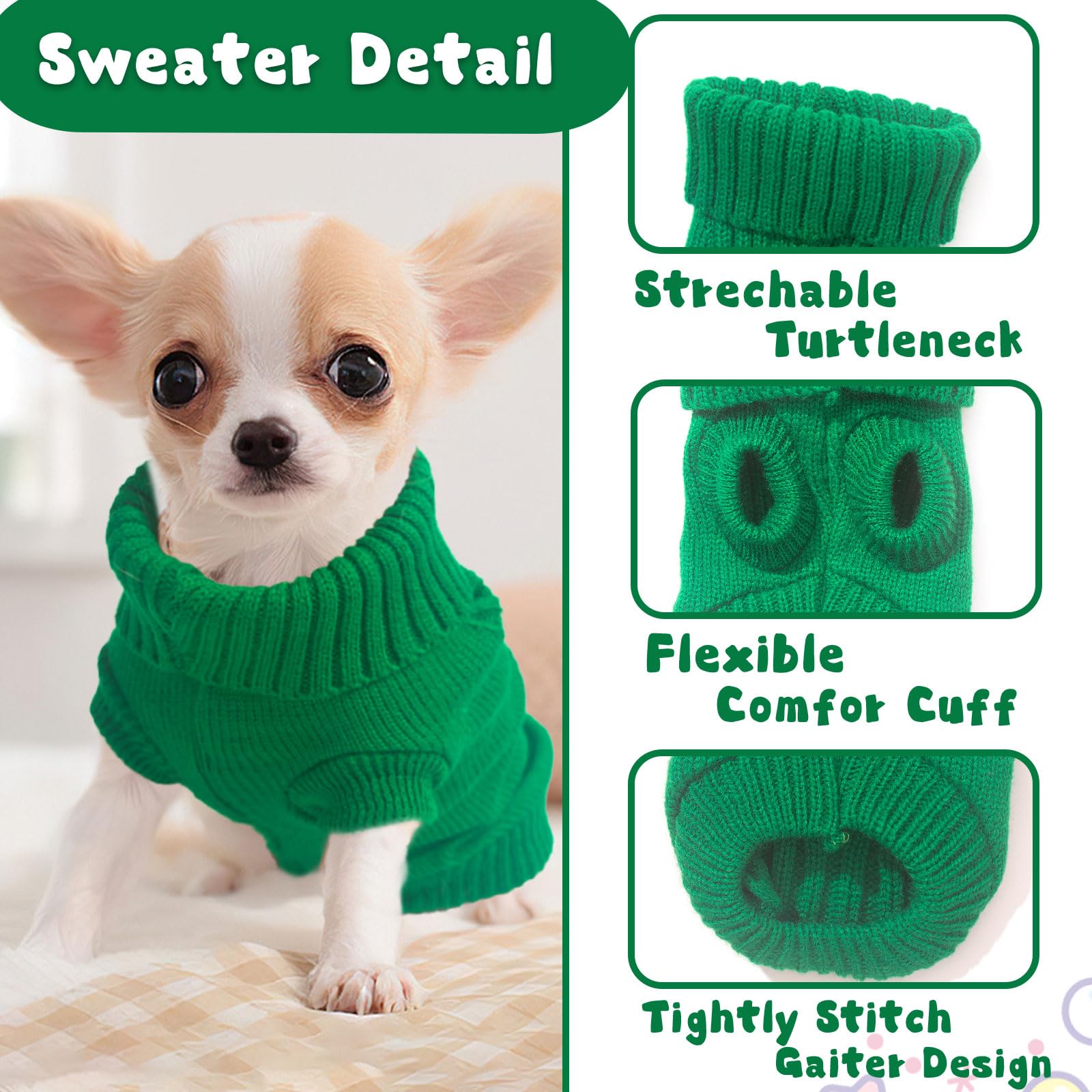 Winter Chihuahua Clothes Knitted Sweater For Small Dogs - Warm Puppy Clothes Turtleneck Pullover Sweater Thick Pet Knitwear For