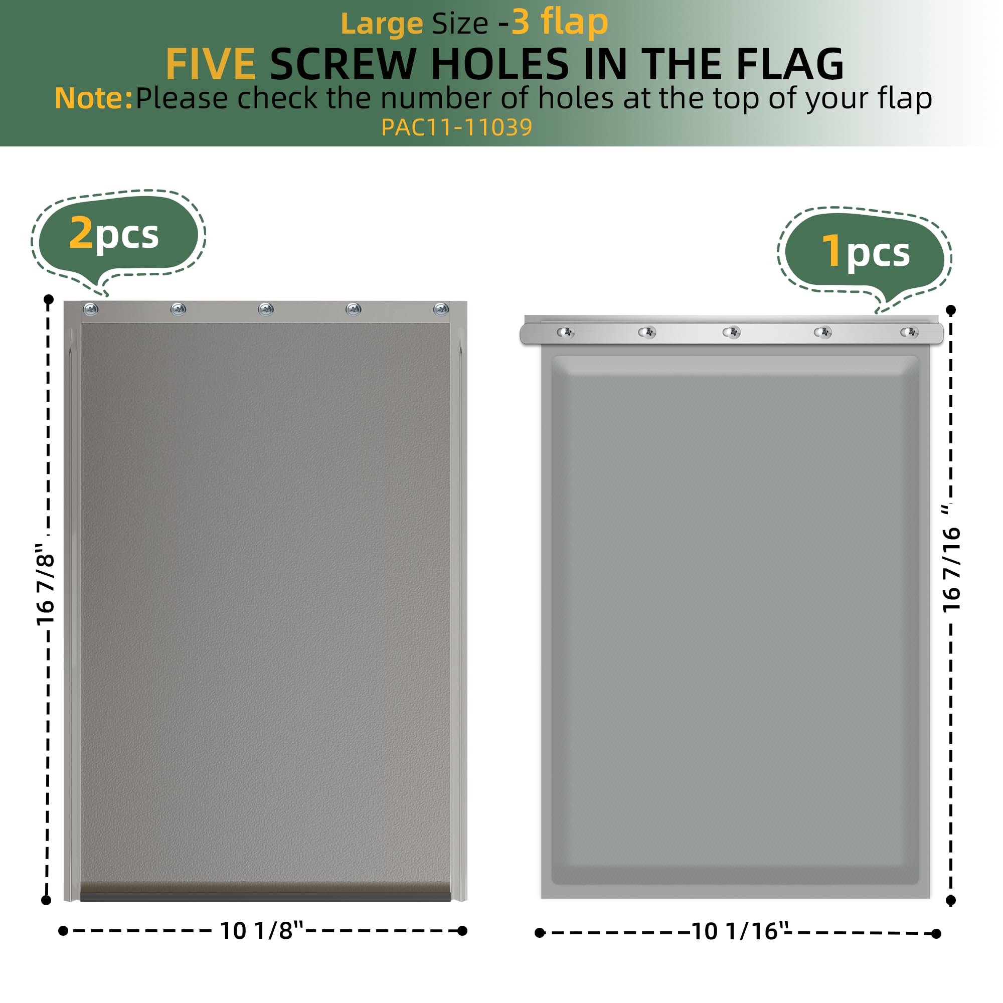 3-Flap Large Dog Door Replacement Flap With Screws, Compatible With Petsafe Freedom Doggie Doors Pac11-11039, 10 1/8'' X 16 7/8'