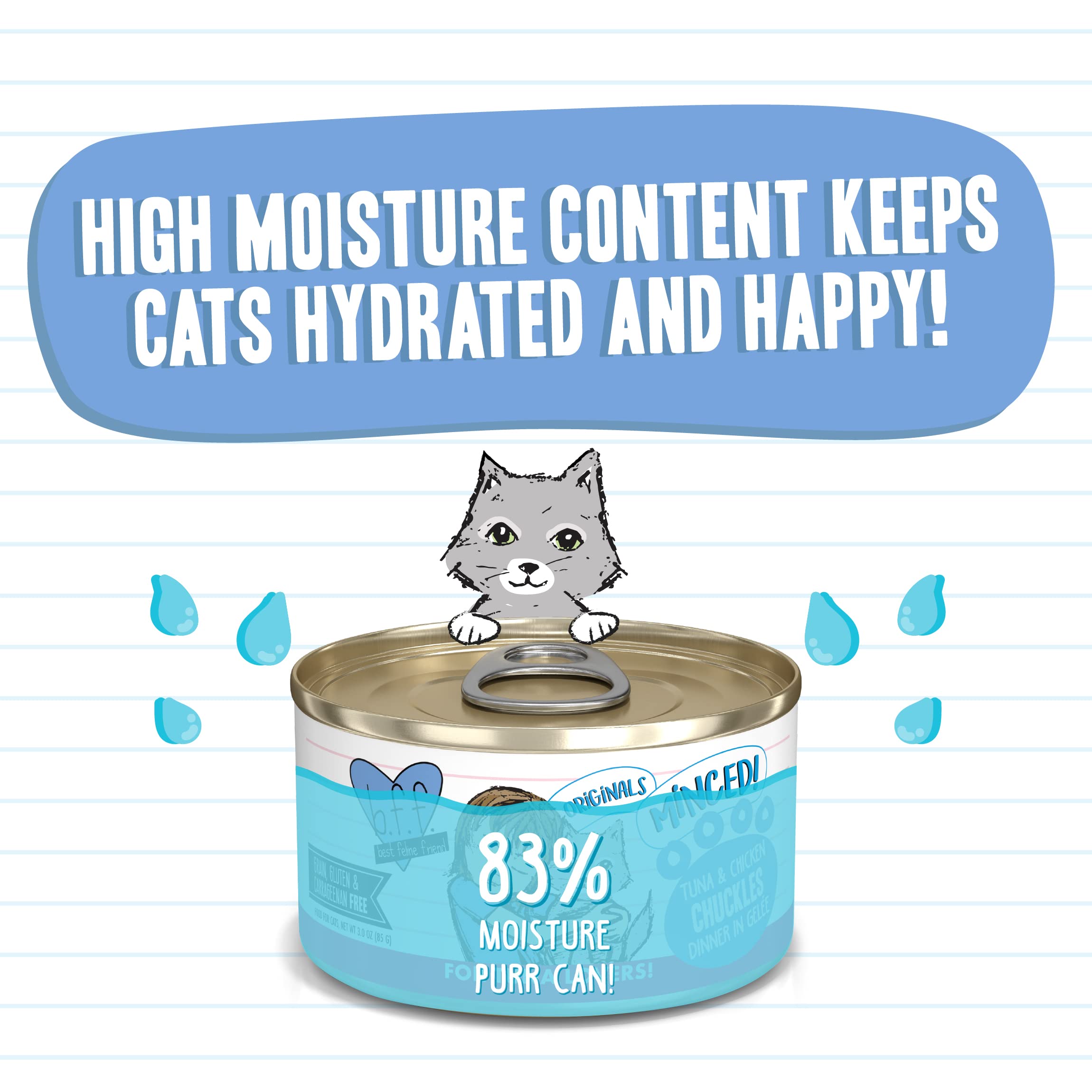 Weruva Best Feline Friend (B.F.F.) Tuna & Chicken Chuckles with Tuna & Chicken in Gel  e Cat Food, 3oz Can (Pack of 24)