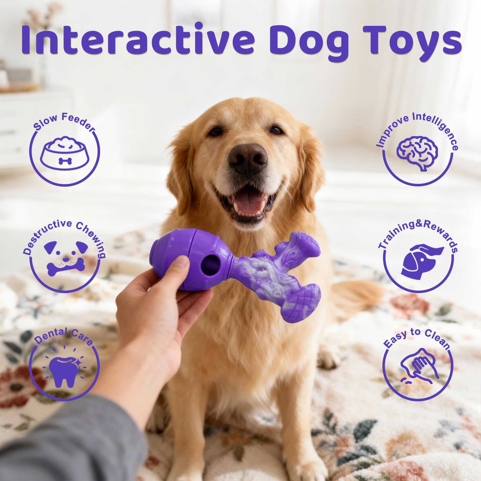 BoYoYo Interactive Dog Toys to Keep Them Busy, 3 in 1 Dog Puzzles for Smart Dogs, Treat Dispensing Toy for Large Dogs, Tough Che