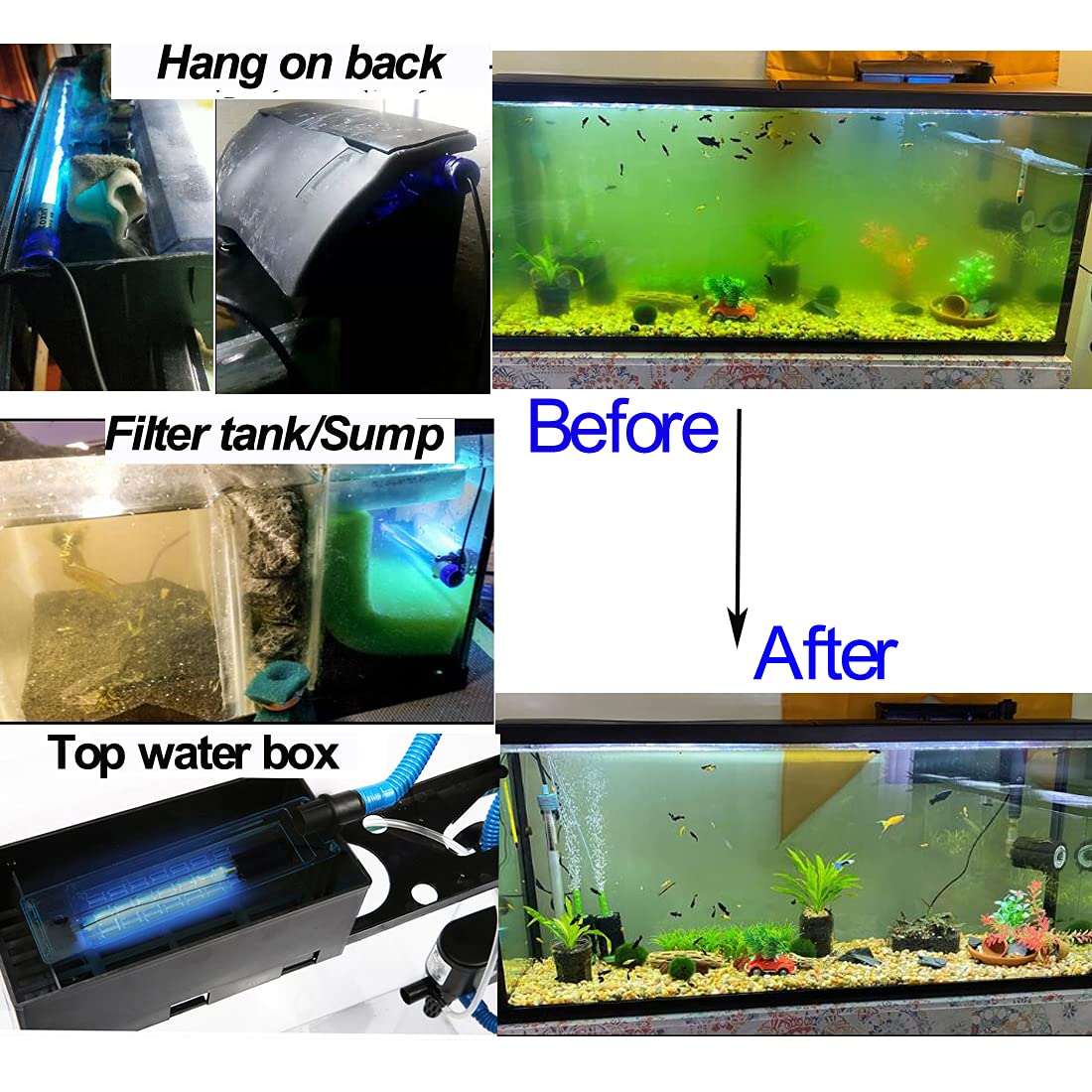 Aquarium 3W Uv Water Clean Light Green Alage Clear 3Inch Submersible Fish Tank Uvc Light For Fish Tank Sump Pump Swim Pool