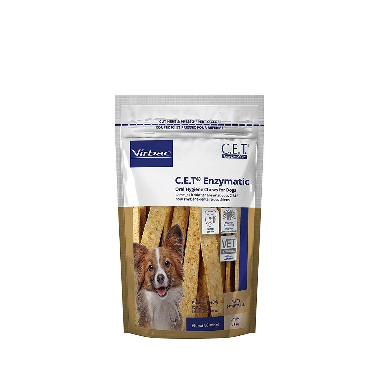 Virbac C.E.T. Enzymatic Oral Hygiene Chews, Small Dog, 30 Count,Beef,0.65 Pounds