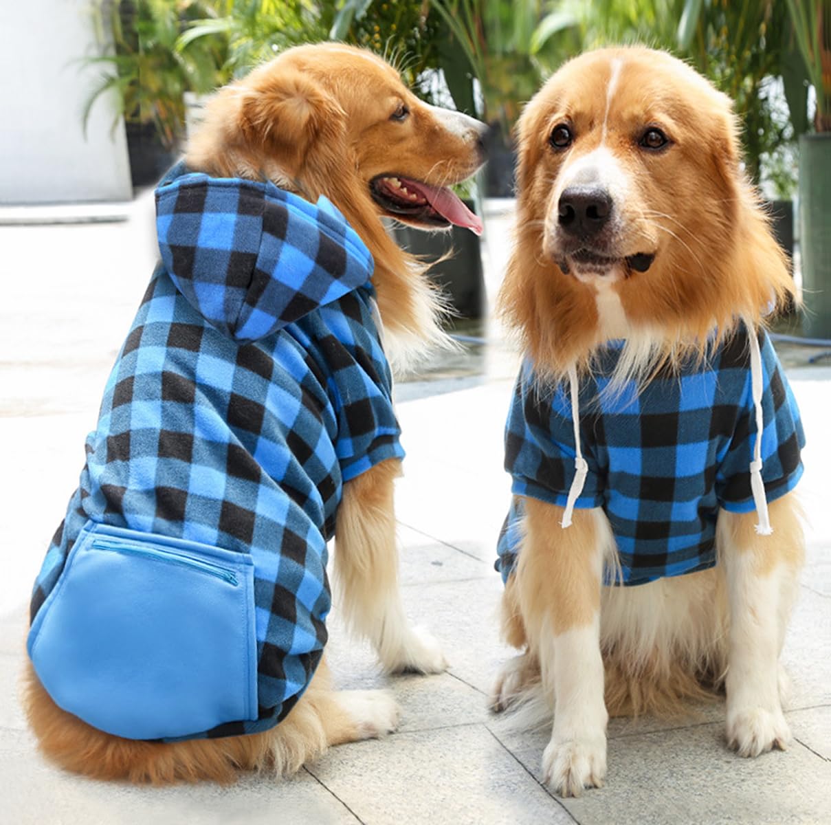 Mrcopetal Plaid Dog Sweatshirt & Puppy Sweater - Soft Brushed Fleece Hoodies With Zipper Pocket - Dog Winter Coat - Cotton Pet H