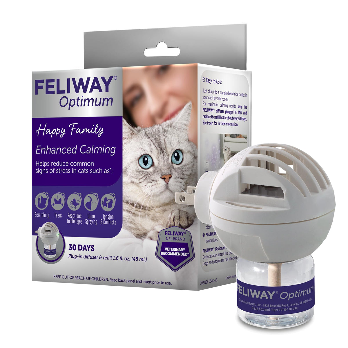 Feliway Optimum Cat, Enhanced Calming Pheromone Diffuser, 30 Day Starter Kit (48 Ml)