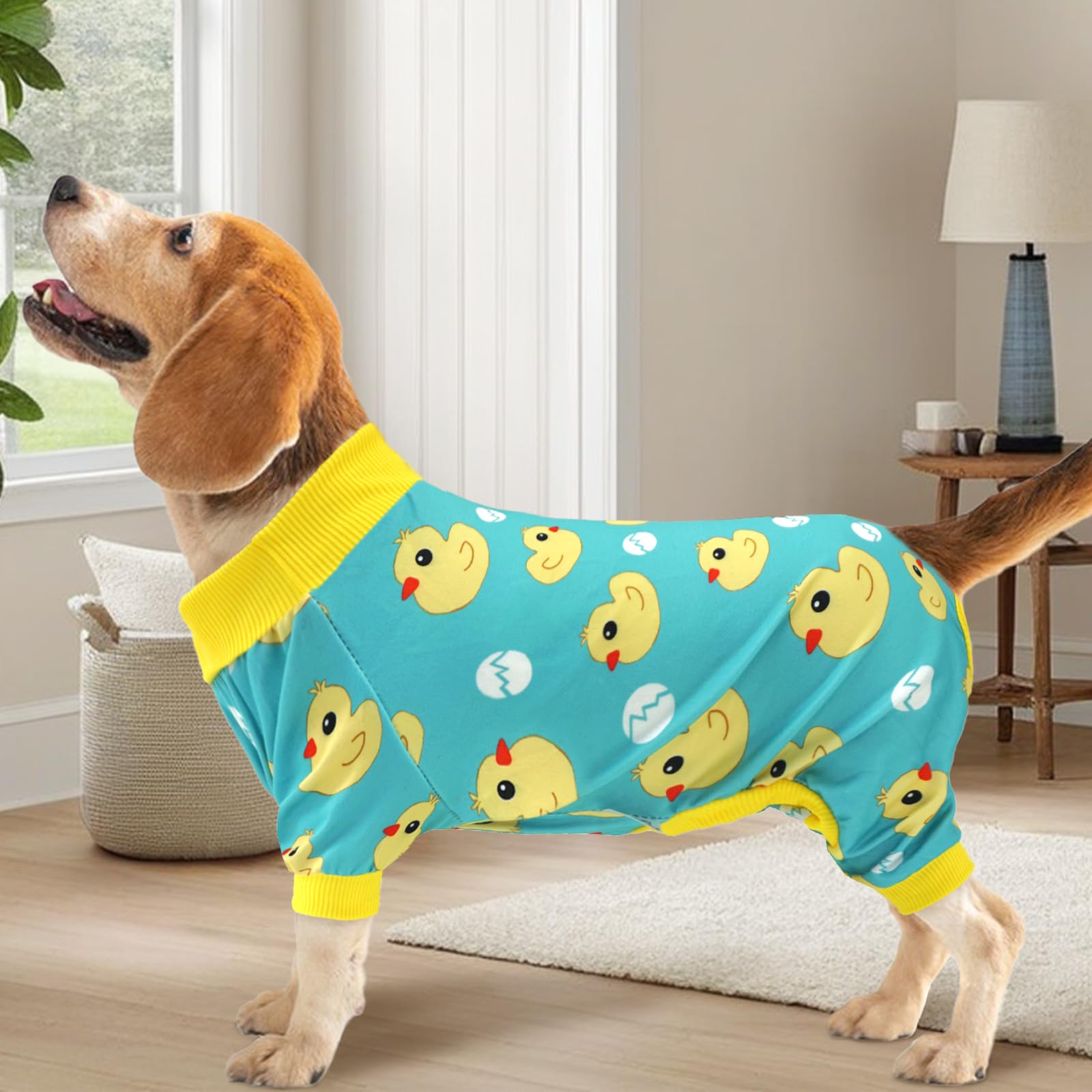 Xpudac Dog Pajamas Soft Stretchy Duck Dog Clothes For Small Medium Dogs Pet Jumpsuit Cat Apparel-M