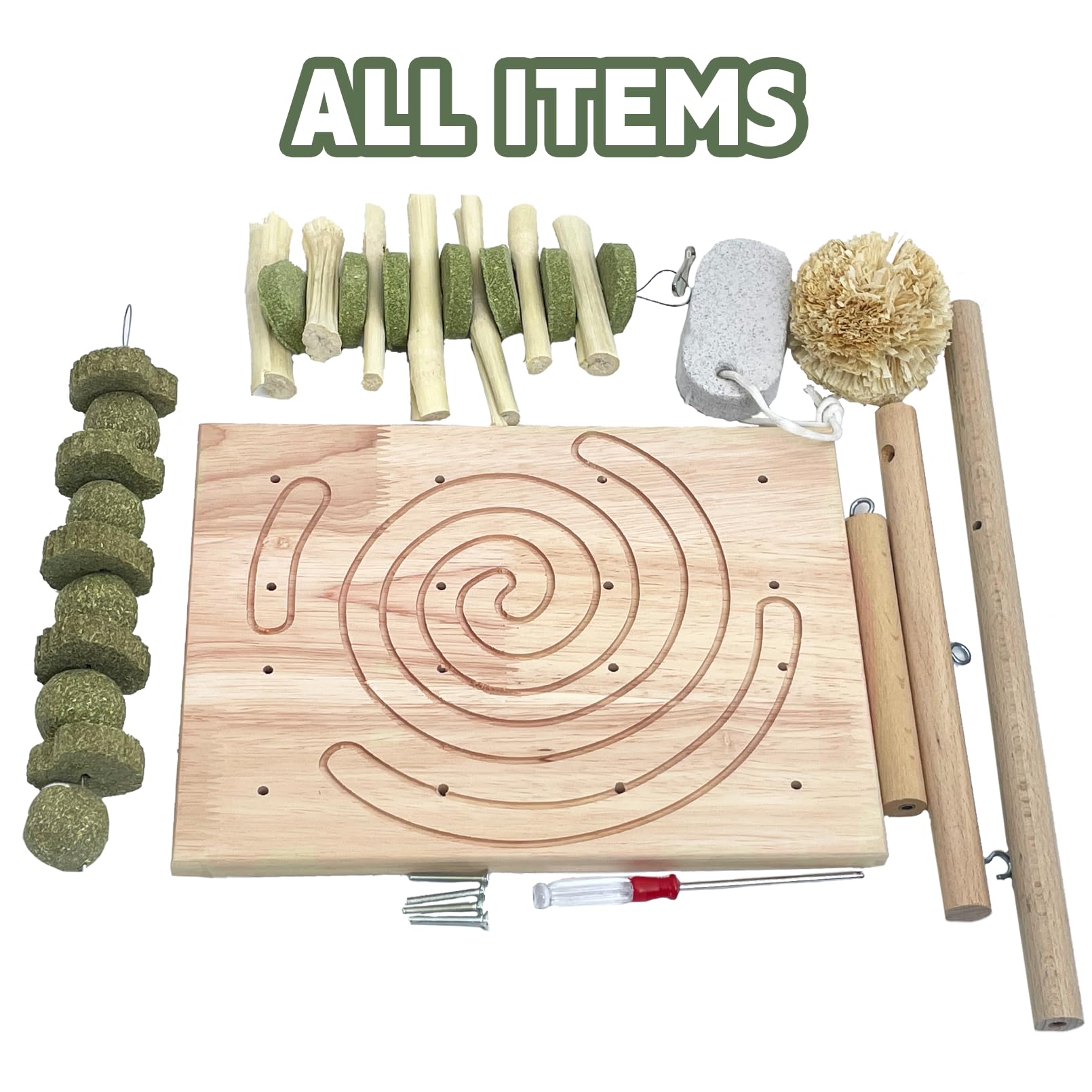 Kathson Wooden Rabbit Toys Scratching Pad Bunny Chew Toys For Small Animal Rabbits Guinea Pigs Chinchilla Hamsters