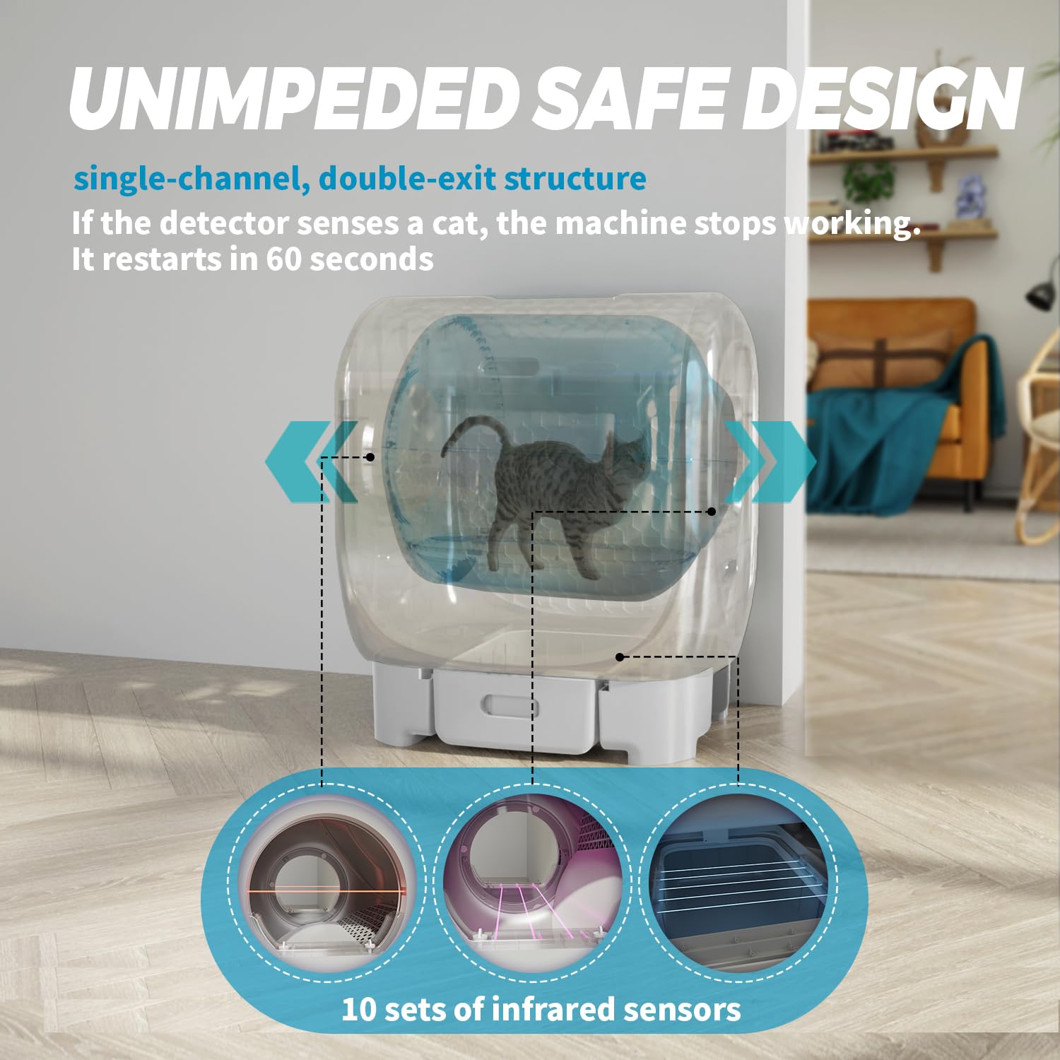 Pvevtv 101L Automatic Cat Litter Box Self Cleaning Large Dual Exit Robot Litter Box With Automatic Cleaning For Large Cats, Odor